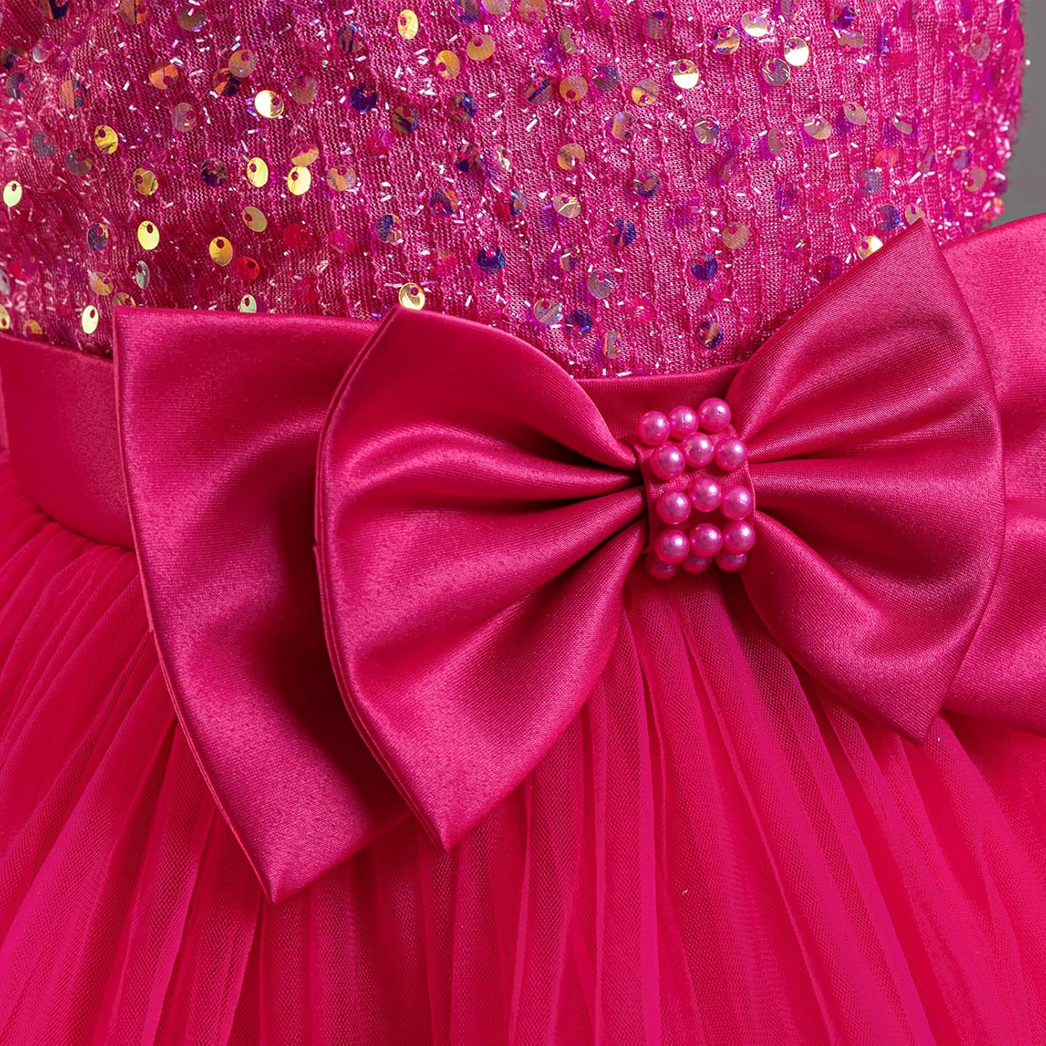 IDOPIP Toddler Girls Birthday Dresses Sequin Tulle Tutu Flower Girl Wedding Party Dress Pageant Formal First Communion Gown - Image 4