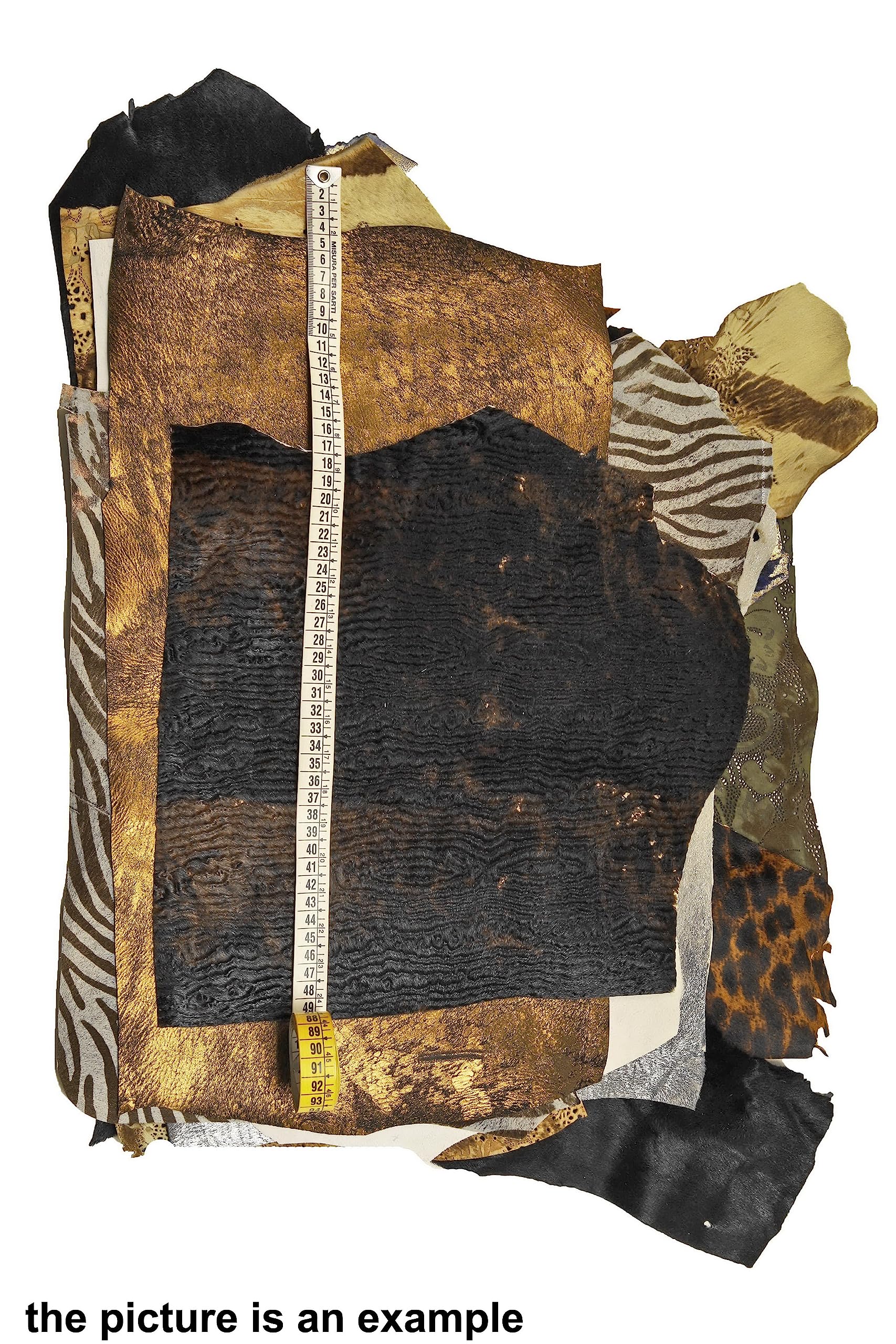 LA GARZARARA - Retales de piel de caballo - Mínimo 25 x 20 cm Máximo 40 x 40 cm - 1 kg - Selección aleatoria para manualidades, costura y manualidades - Frantasie y colores variados - B099