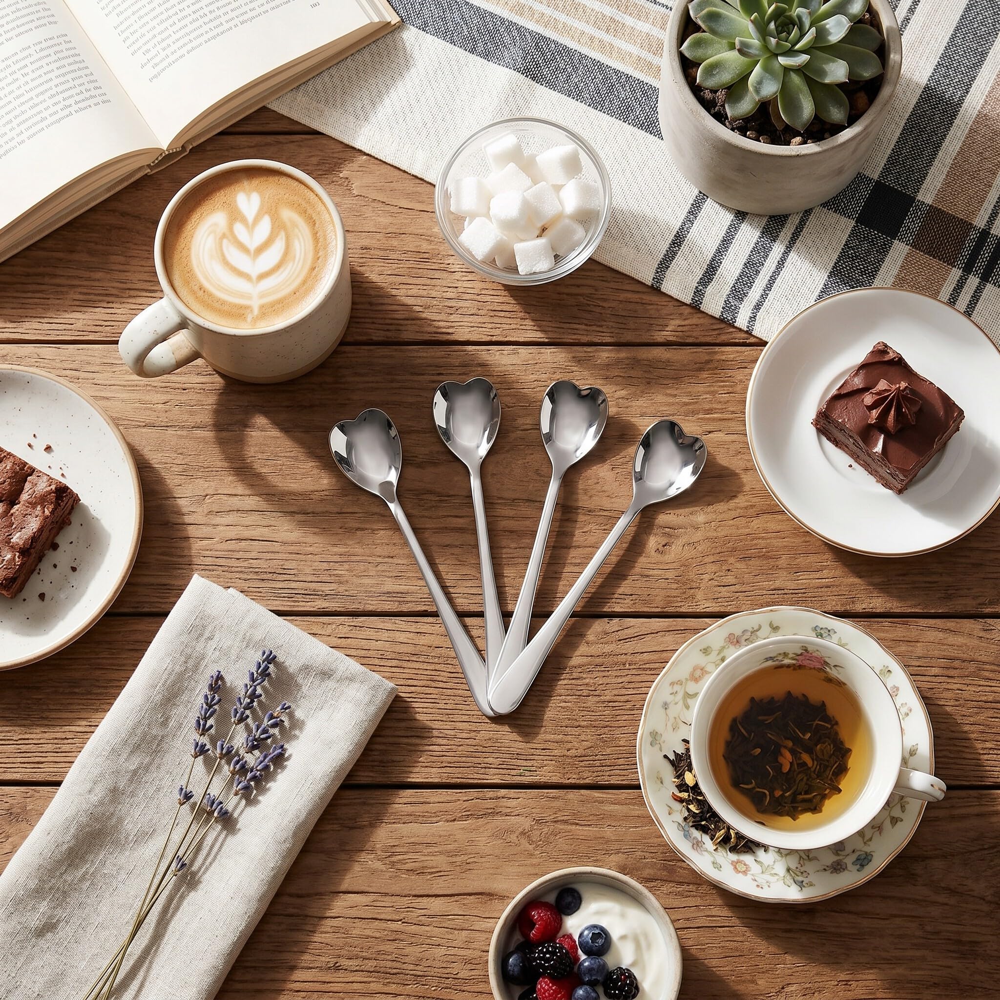 Espressolöffel Mini, Espressolöffel Herzförmig, Kleiner Löffel, 4 Stück Kaffeelöffel Edelstahl Herzförmig, Tee, Dessert, Zucker, Rührlöffel