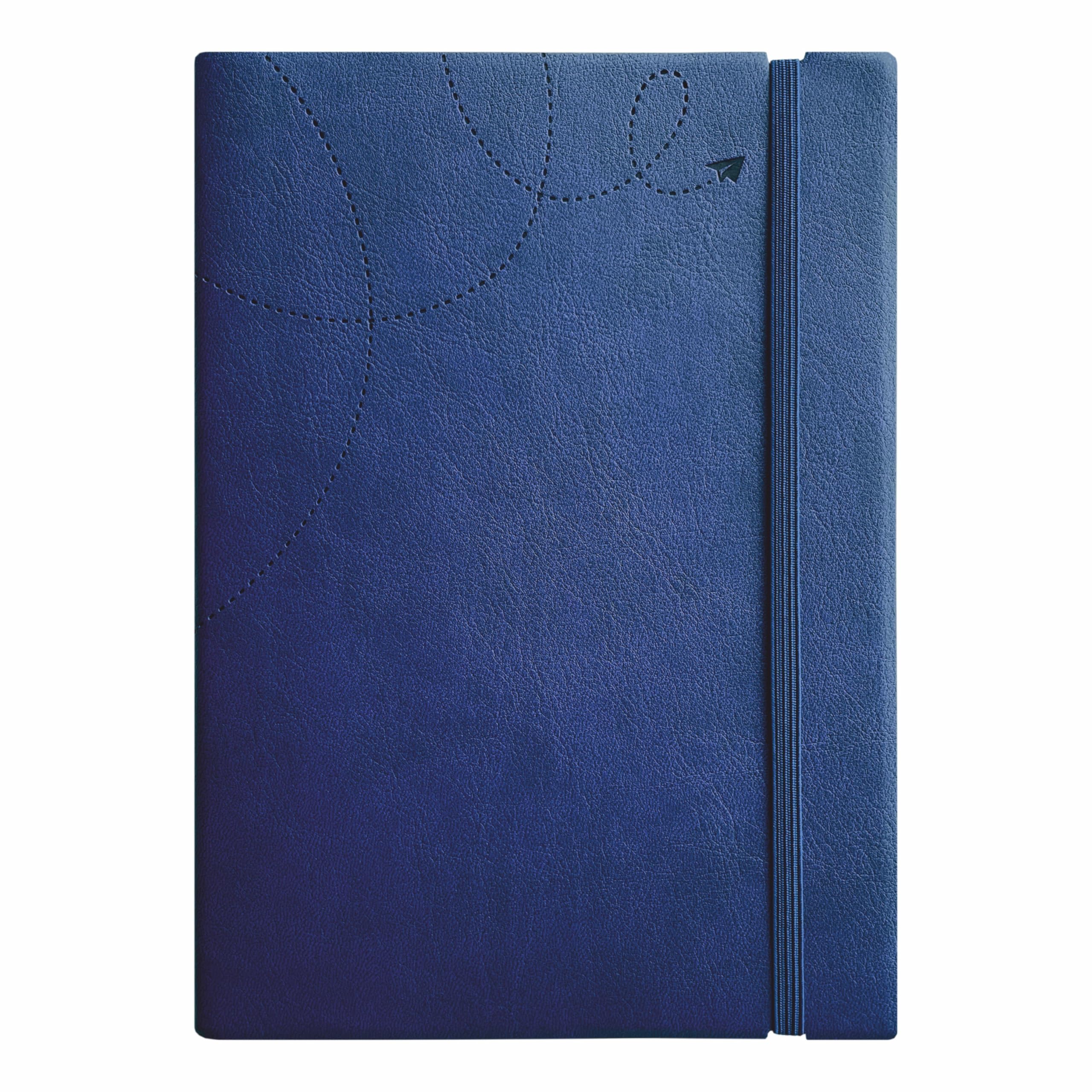 Anupam Quaderno A5 Flxy | 192 pagine | Taccuino a righe | Carta da 80 g/m² | Pelle PU testurizzata con copertina senza tempo per impressione | Chiusura elastica abbinata (blu)