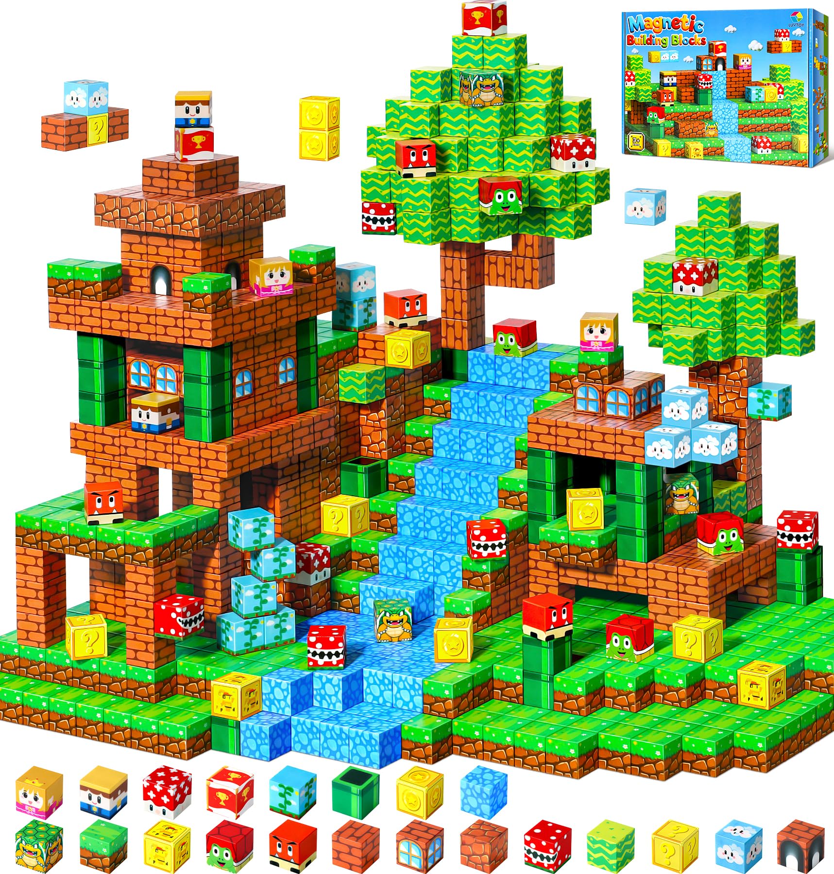 LUVTOY Costruzioni Magnetiche per Bambini - Blocchi Magnetici - Magneti Bambini - Giochi per Bambini Giochi Montessori 3 4 5 6 7 8 Anni - Halloween Regalo di Pasqua e Compleanno per Ragazzi e Ragazze