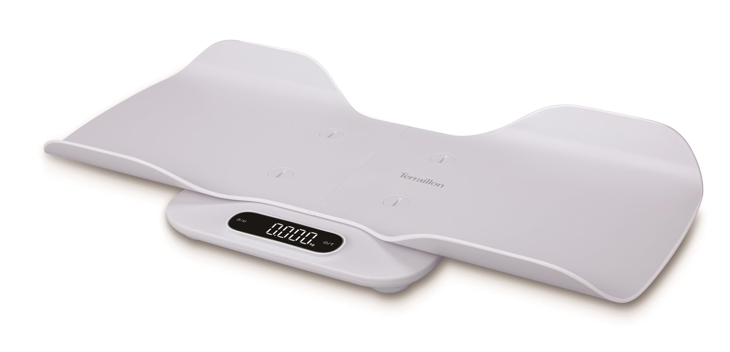 TERRAILLON - BABY FIT - Elektroniczna waga dla niemowląt 2 w 1, zdejmowana walizka, funkcja porównania wagi, blokada dla dzieci, podziałka 5-10-15 g, pojemność 180 kg Pokrowiec w zestawie, biały