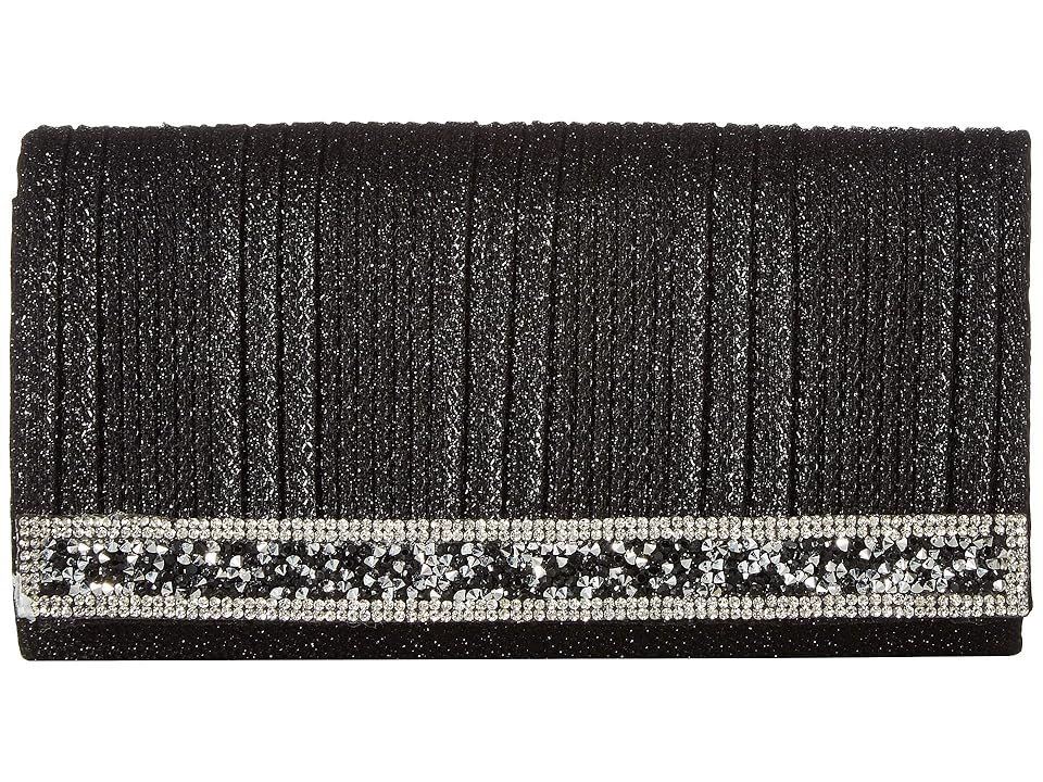 

Jessica McClintock Chloe Sparkle Flap Clutch (Black) Clutch Handbags