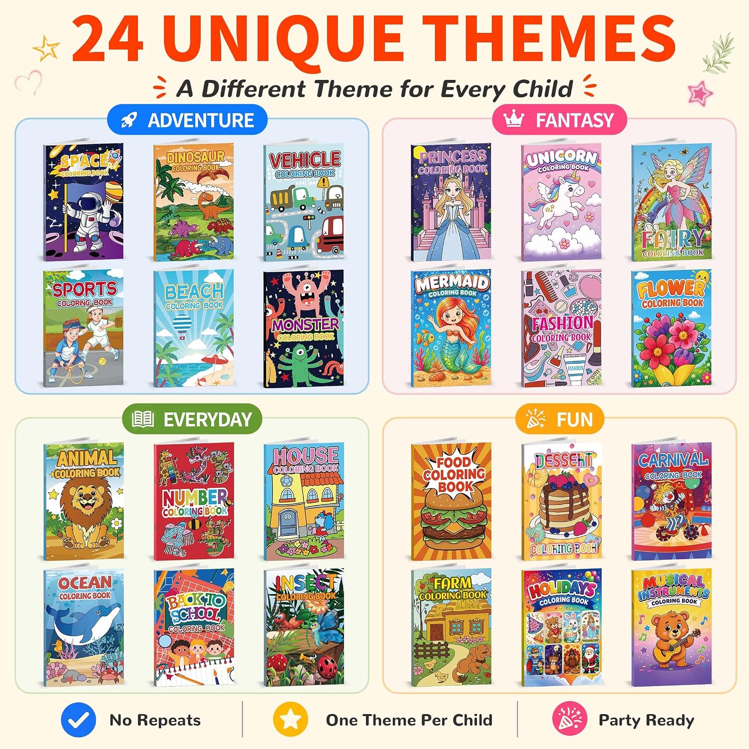 24 Pack Paint with Water Coloring Books for Kids Ages 4-8, Party Favor Kits with Brushes, Birthday Goodie Bag Stuffers, Classroom Prizes, Arts and Crafts Activities, Homeschool Supplies