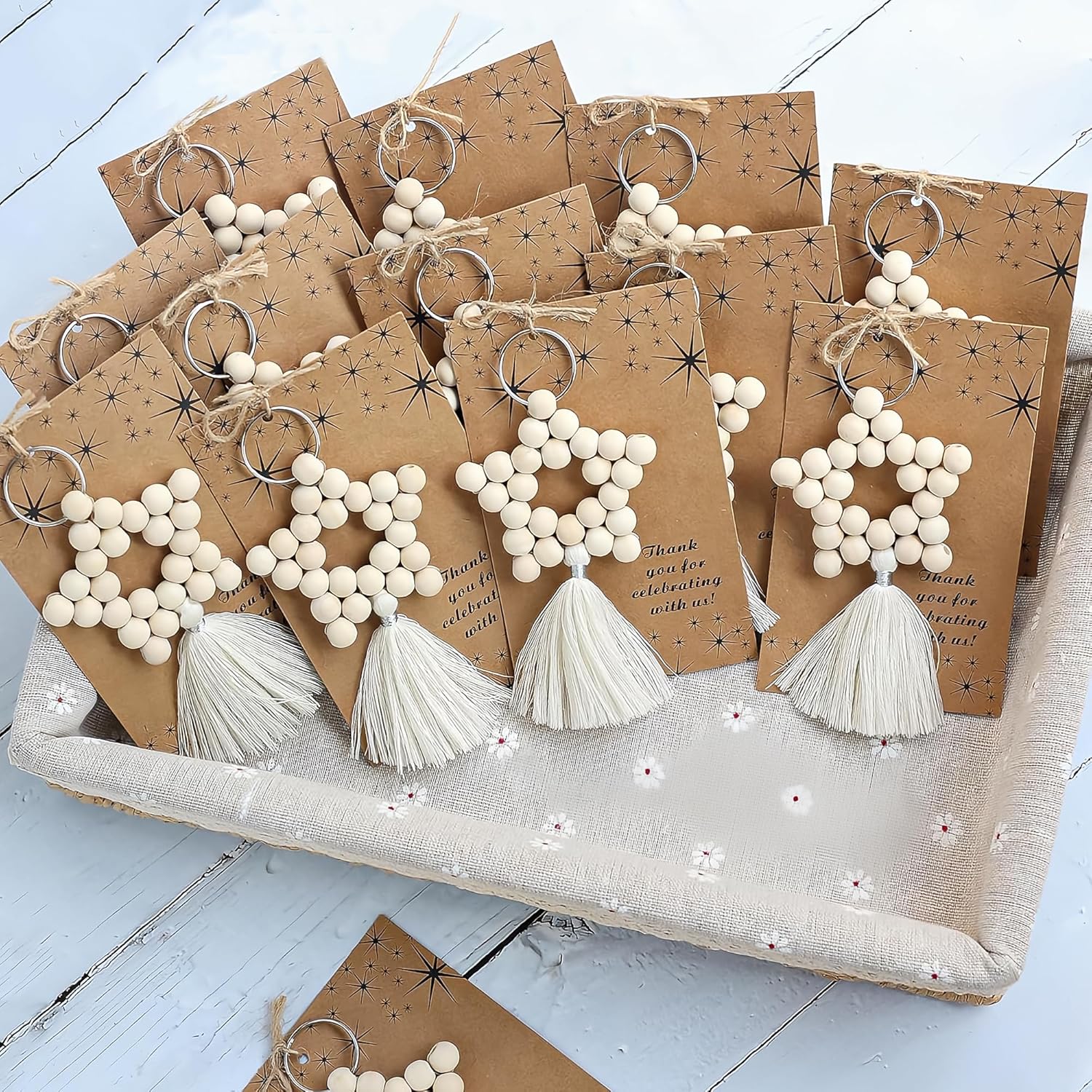 Wooden Bead Tassels (30 pcs set) for Wedding Favors, Baby Shower Favors for Guests, Bridal Shower Party Favors, Thank You Gifts. (White30) - Image 2