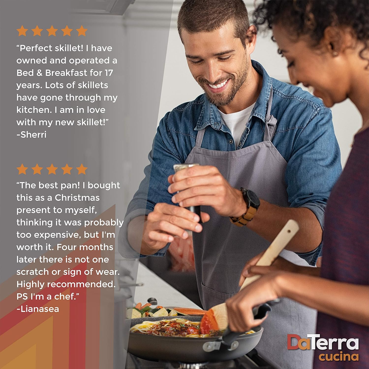 DaTerra Cucina Ceramic 11 inch Fry Pan with Natural Nonstick Coating | Cook Effortlessly on Glasstop, Electric & Gas Stoves with No PTFE, Cadmium, Lead or PFOA Chemicals | Made In Italy: Home & Kitchen