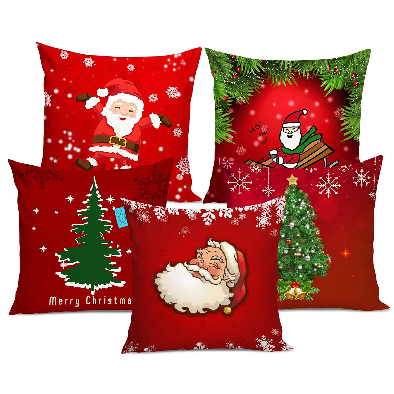 TIED RIBBONS Christmas Decorations Items Cushion Covers for Sofa Home Office – Set of 5 Printed Cushion Covers 16X16 Inch – Christmas Theme Cushion Cover – Christmas Decoration Items – Xmas Gifts TIED RIBBONS Christmas Decorations Items Cushion Covers for Sofa Home Office – Set of 5 Printed Cushion Covers 16X16 Inch – Christmas Theme Cushion Cover – Christmas Decoration Items – Xmas Gifts