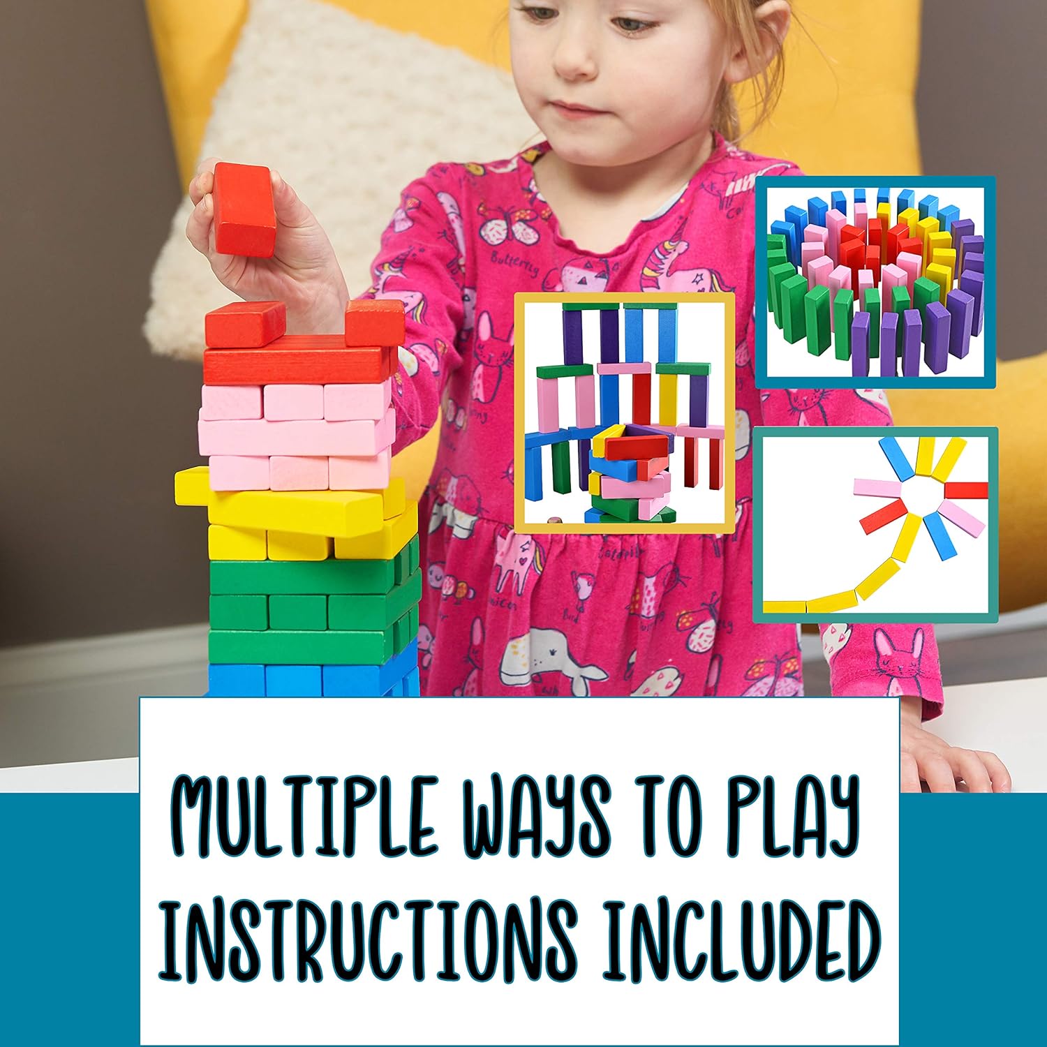 Colour Tumble Tower Game | Wooden Toys for 3 4 5 Year Old Girls & Boys | Wooden Games | Stacking Board Games for Kids | Jaques of London - Image 5