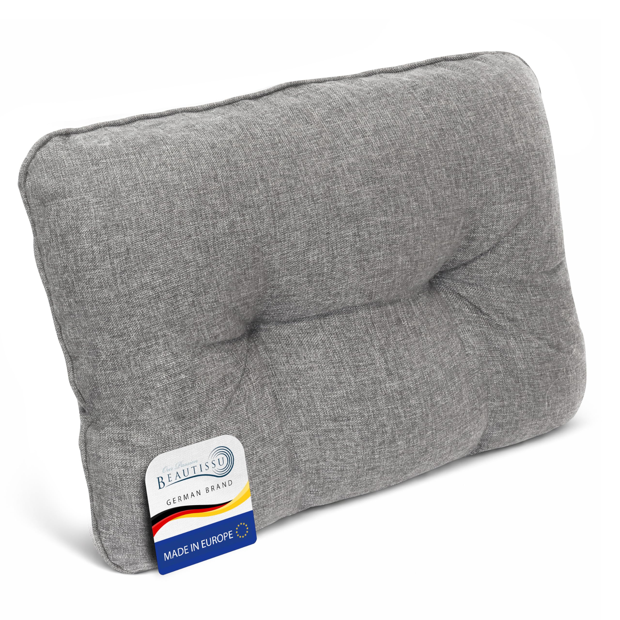 Beautissu Comfortable Outdoor Back Lounge Cushion 70x40 cm – 12 cm thick – Cover Dirt & Water Repellent Garden Chair Cushions Seat Pads Furniture Chairs Rattan Patio Light Grey – BeauFlair — image 1