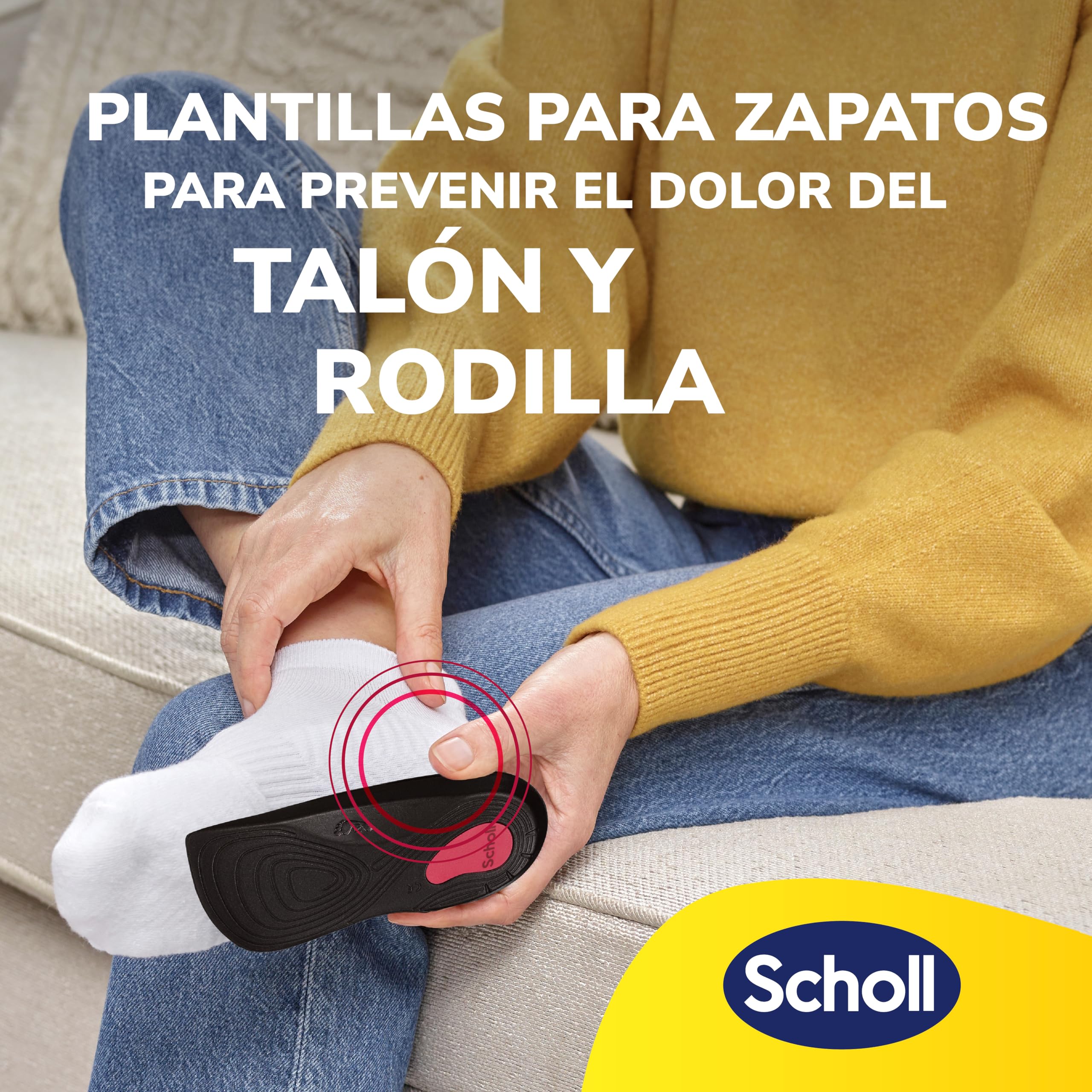 Scholl Plantilla In-Balance para el Alivio del Dolor de Rodilla y Talón, 1 Par, Blanco, Talla L (42.5-45), 2 Unidades