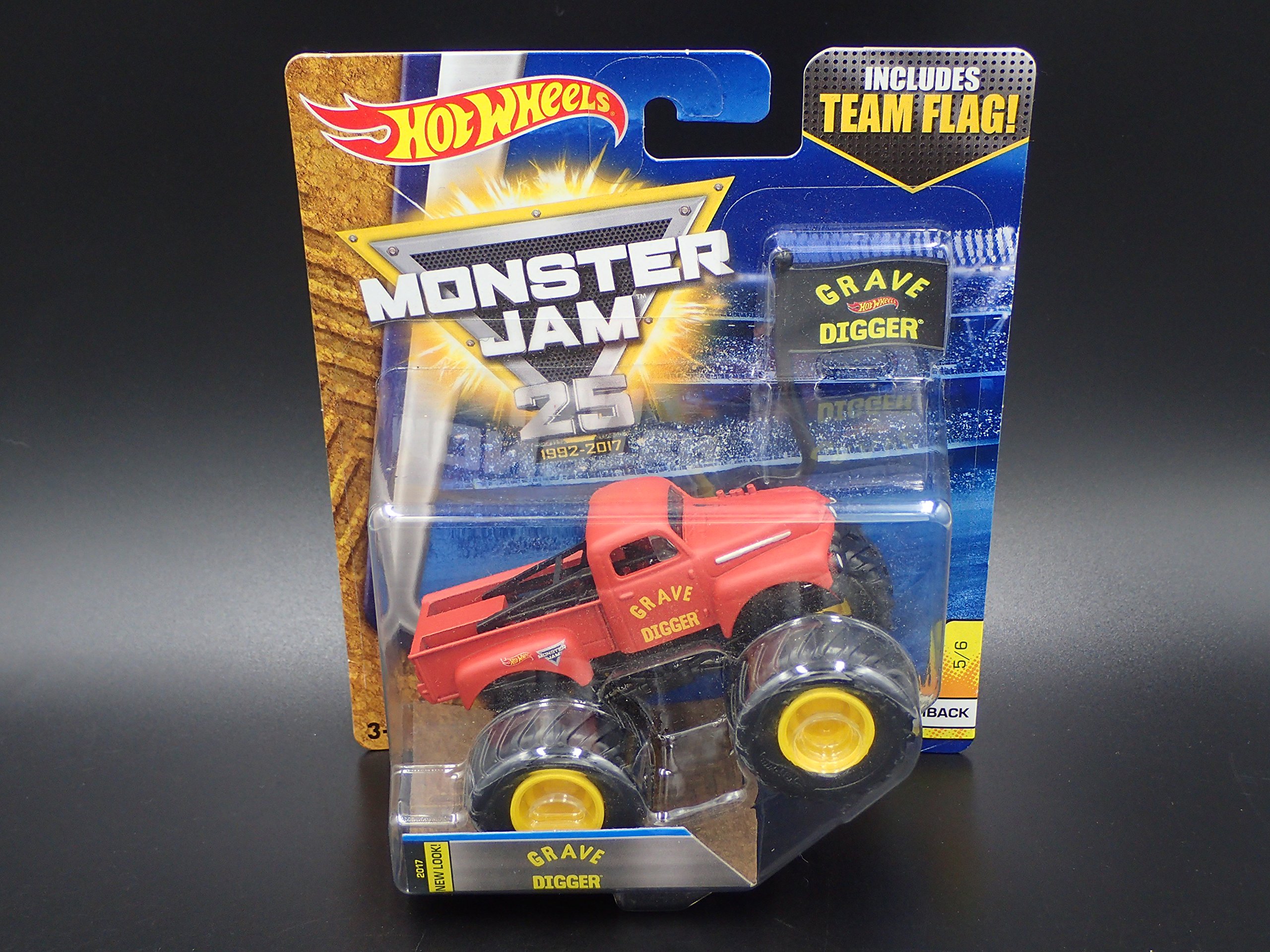 Hot Wheels Monster Jam 2017 Flashback Grave Digger Includes Flag