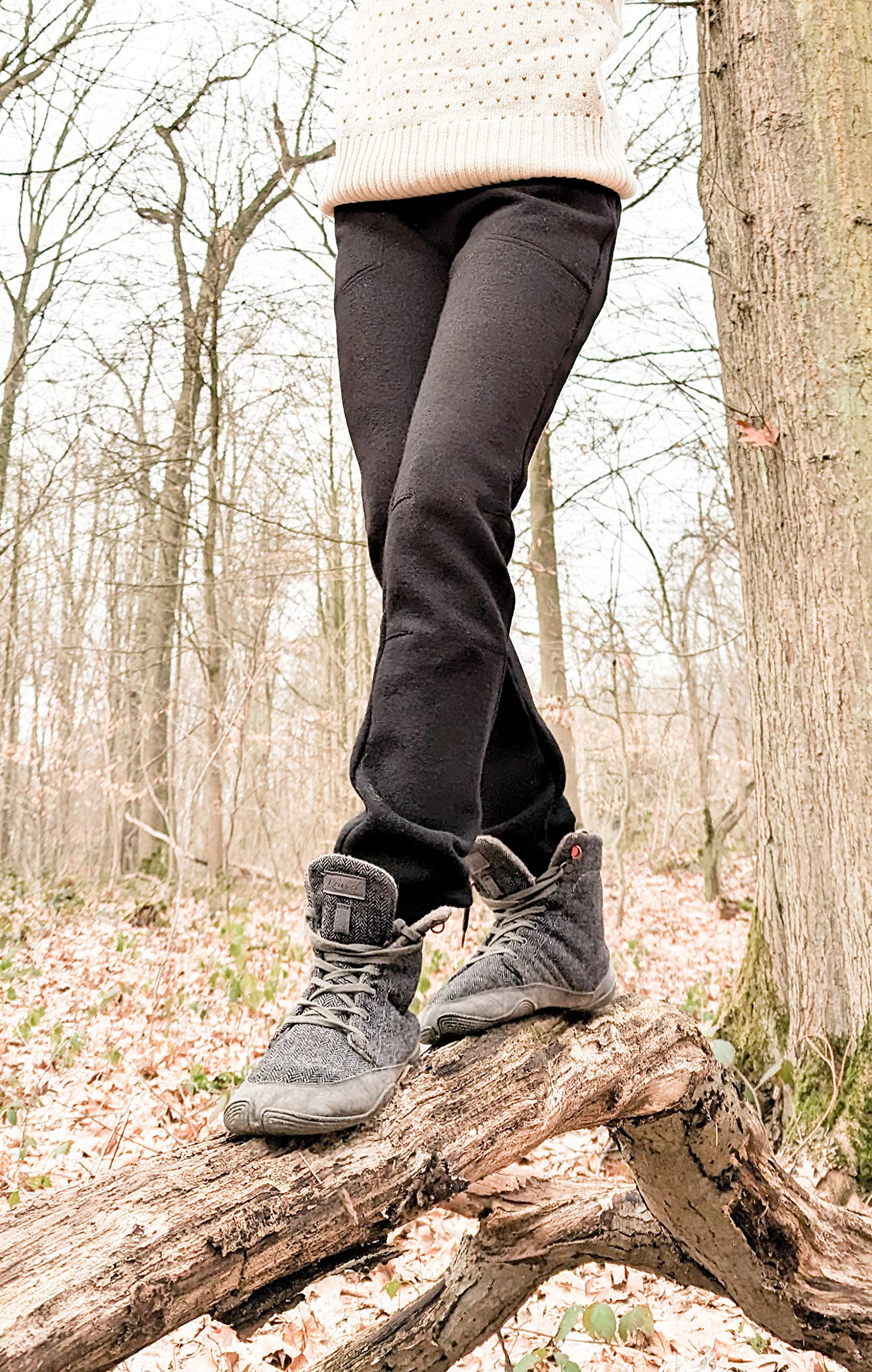 balu Wełniane spodnie outdoorowe, damskie spodnie wełniane, 100% żywa wełna, czarne spodnie do chodzenia na świeżym powietrzu, damskie spodnie outdoorowe