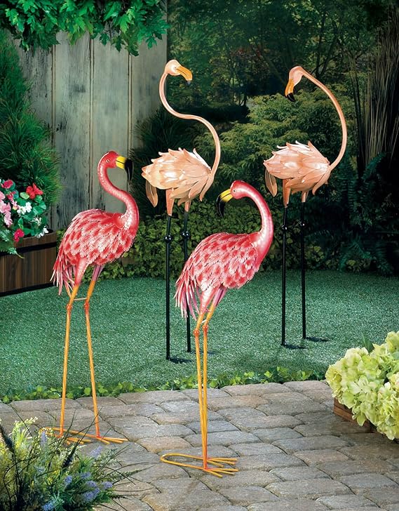 Accent Plus 57074224 LOVELY GARDEN FLAMINGO LOOKING BACK, Pink