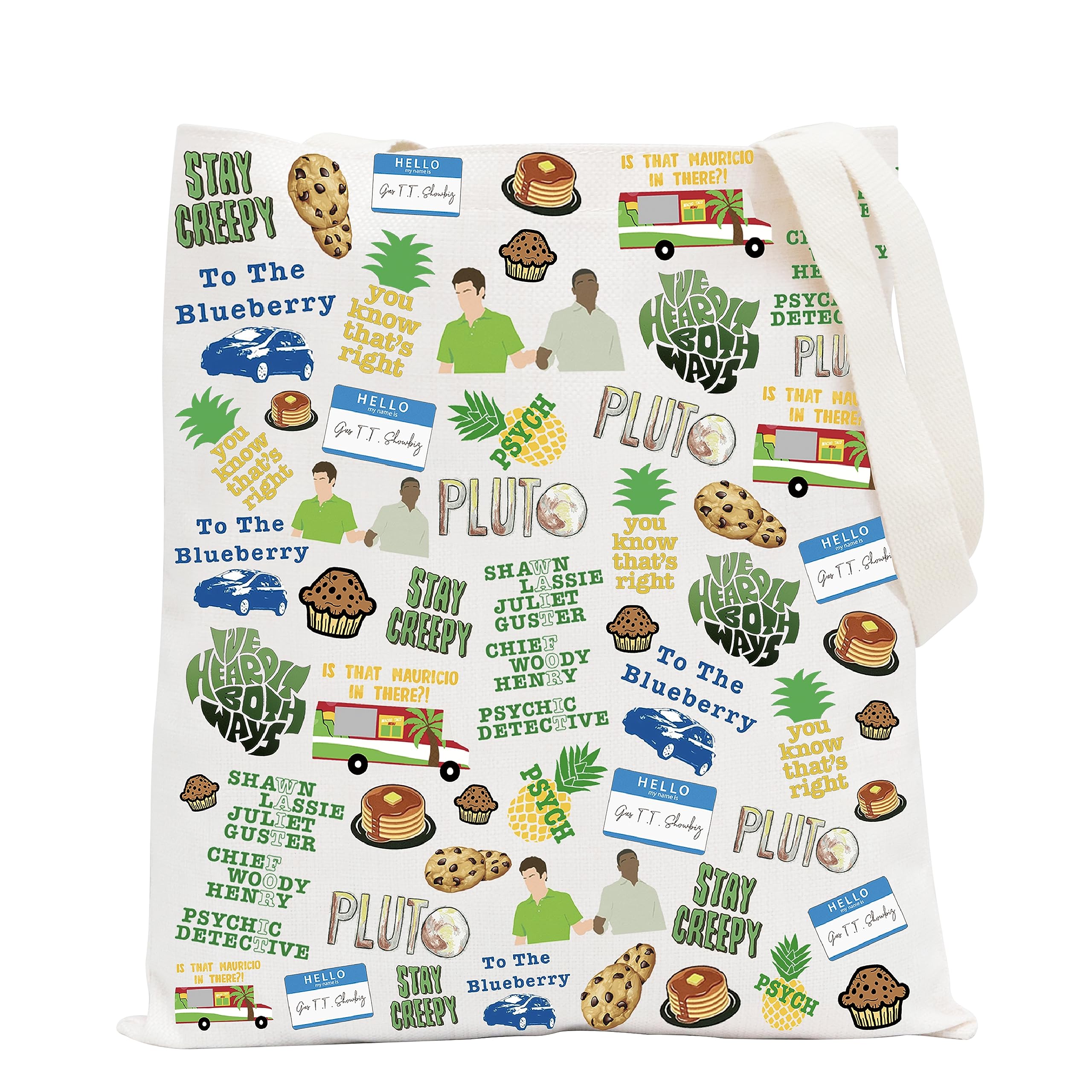 POFULL TV Show Merchandise Pineapple Makeup Zipper Pouch Bag Shawn and Gus Fan Gift (PSY Tote Bag), Psy Tote Bag