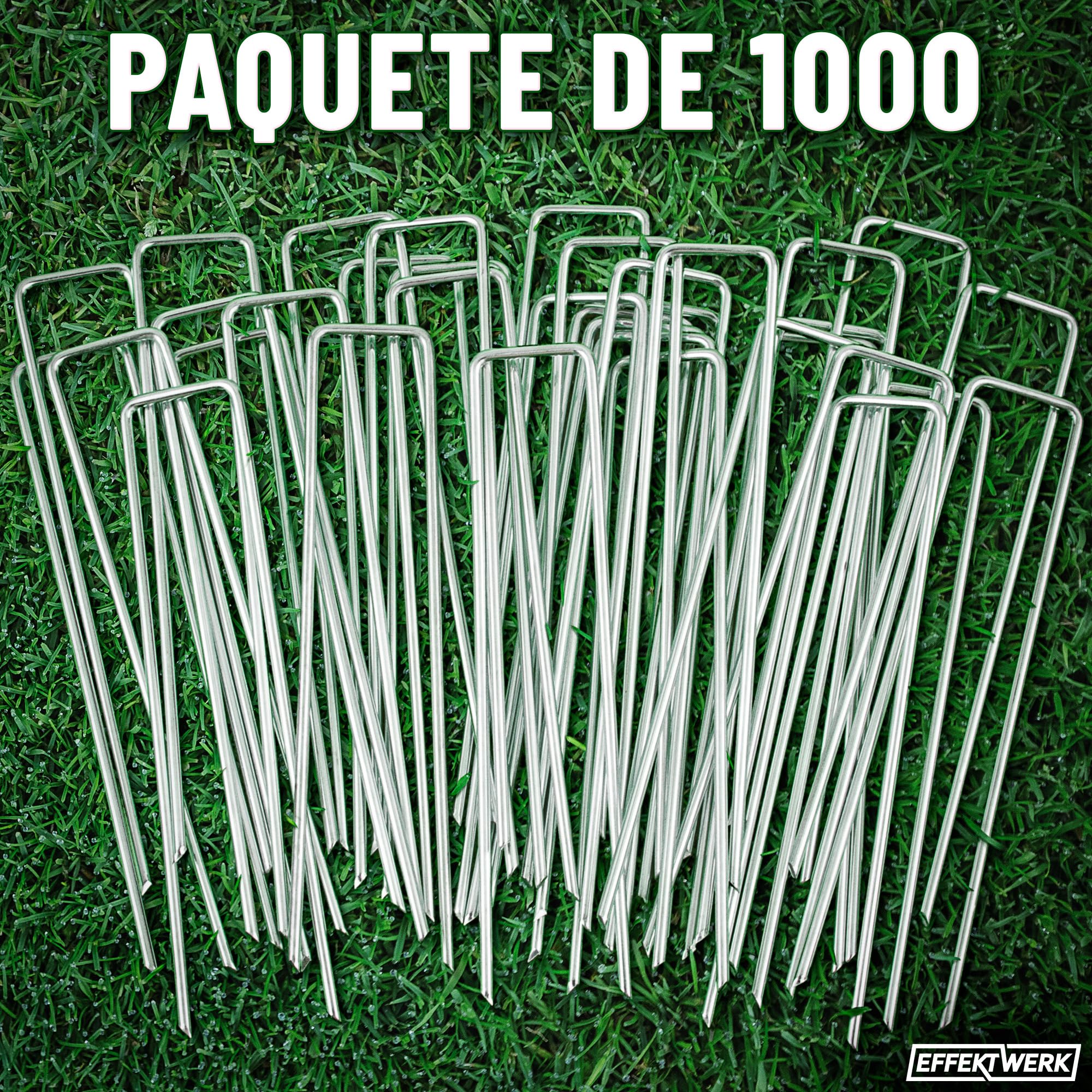 Garden Stakes (6" / 150mm, 1000 PK), Grapas galvanizadas en Forma de U para jardinería, alfileres de Tela para barreras antihierba e instalación de césped