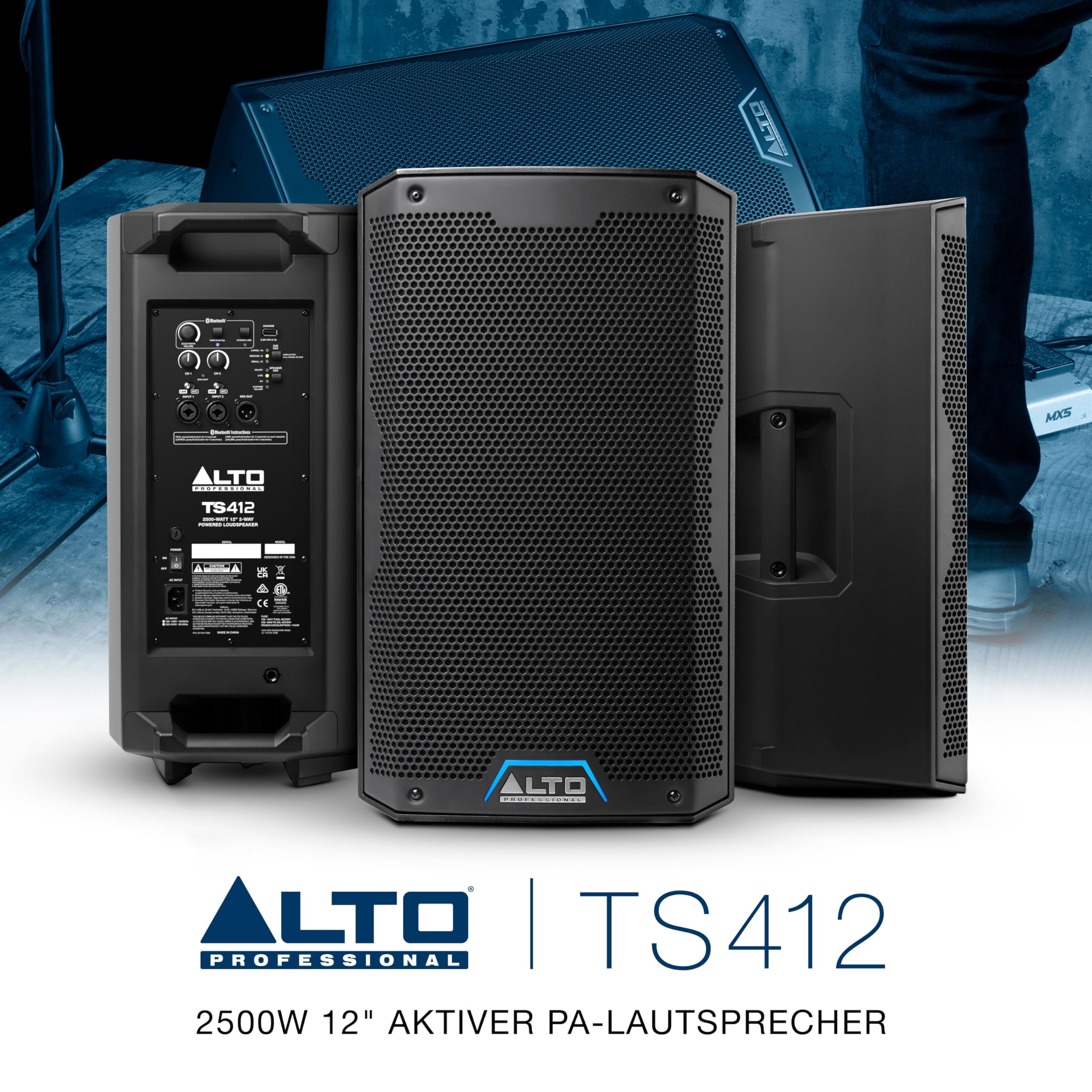 ALTO TS412 2500 Watt 12-Zoll Aktiver PA-Lautsprecher mit 3-Kanal Mixer Bluetooth DSP