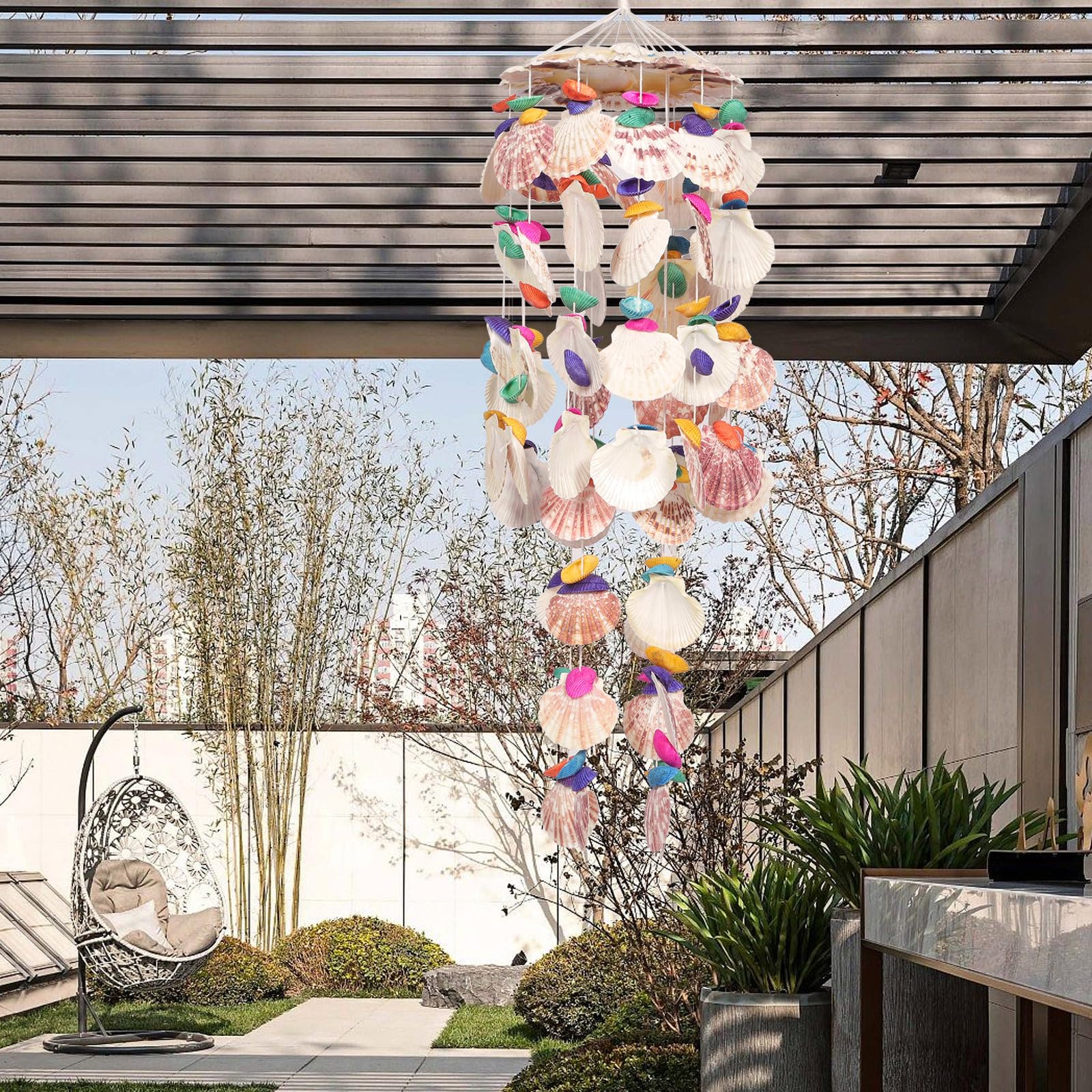 Outanaya Windspiel mit Süßem Elegantem Klang Klarem und Einfachem Design Muschel für Dekoratives Windspiel aus Natürlicher Seemuschel Balkon Garten