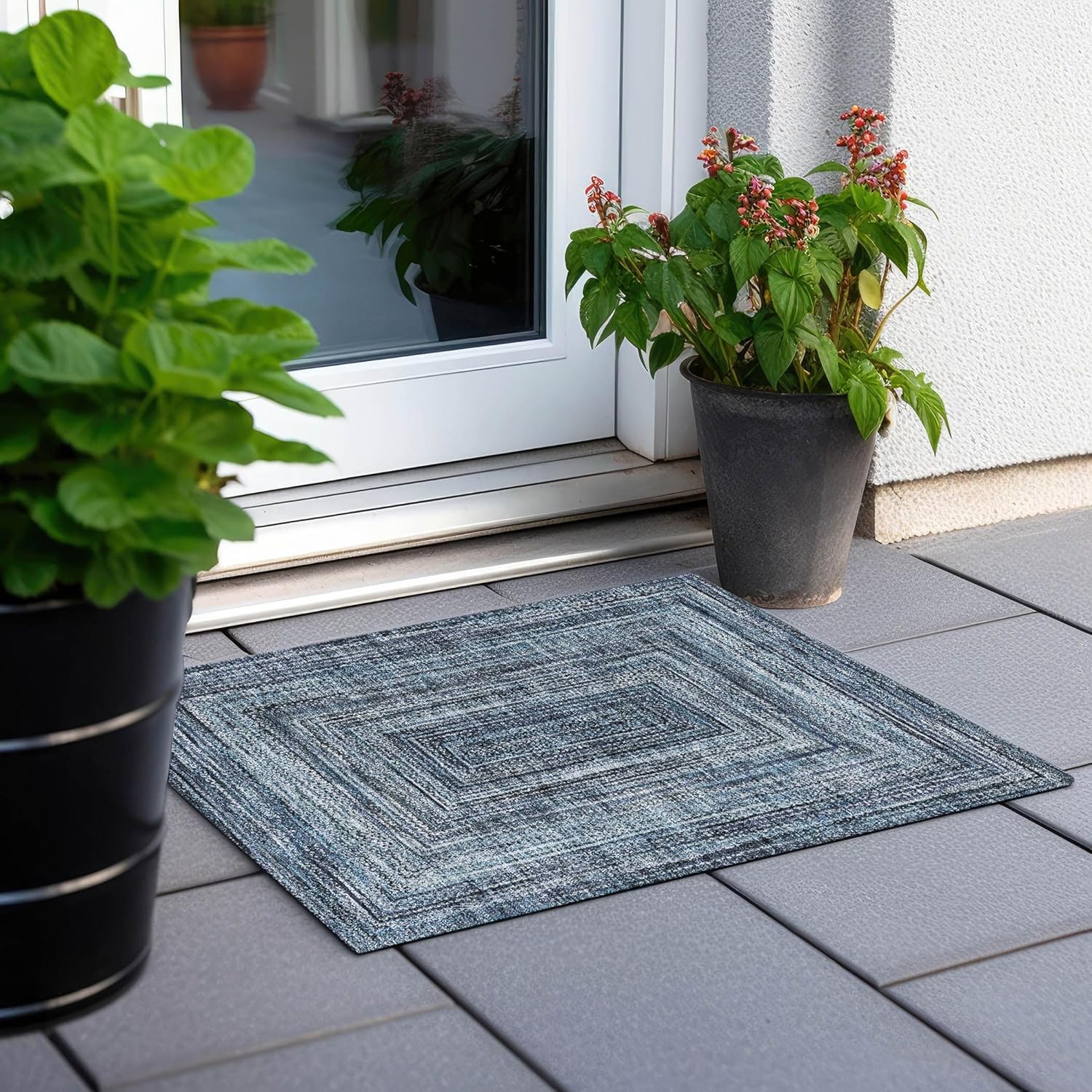 Addison Rugs Chantille ACN1725 Blue 1'8" x 2'6" Indoor/Outdoor, Machine Washable, Easy Clean, Non Shedding, Bedroom, Living Room, Dining Room, Kitchen, Patio Rug