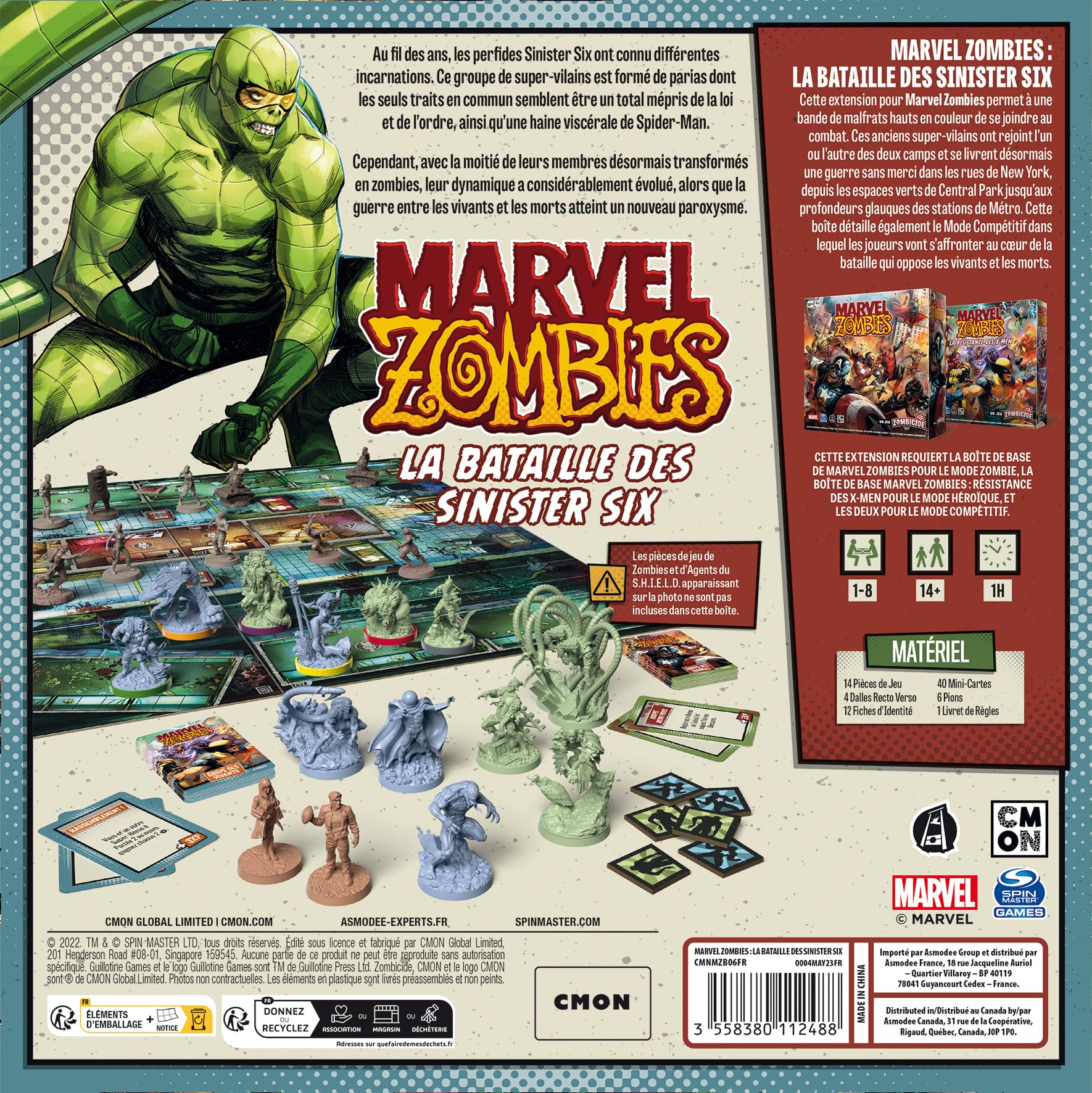 Asmodee - Cmon – Marvel Zombies Erweiterung: Die Schlacht der Sinister Sechs – EIN Zombizid-Spiel – Gesellschaftsspiele mit Figuren – Kooperative Spiele für Erwachsene und Kinder ab 14 Jahren