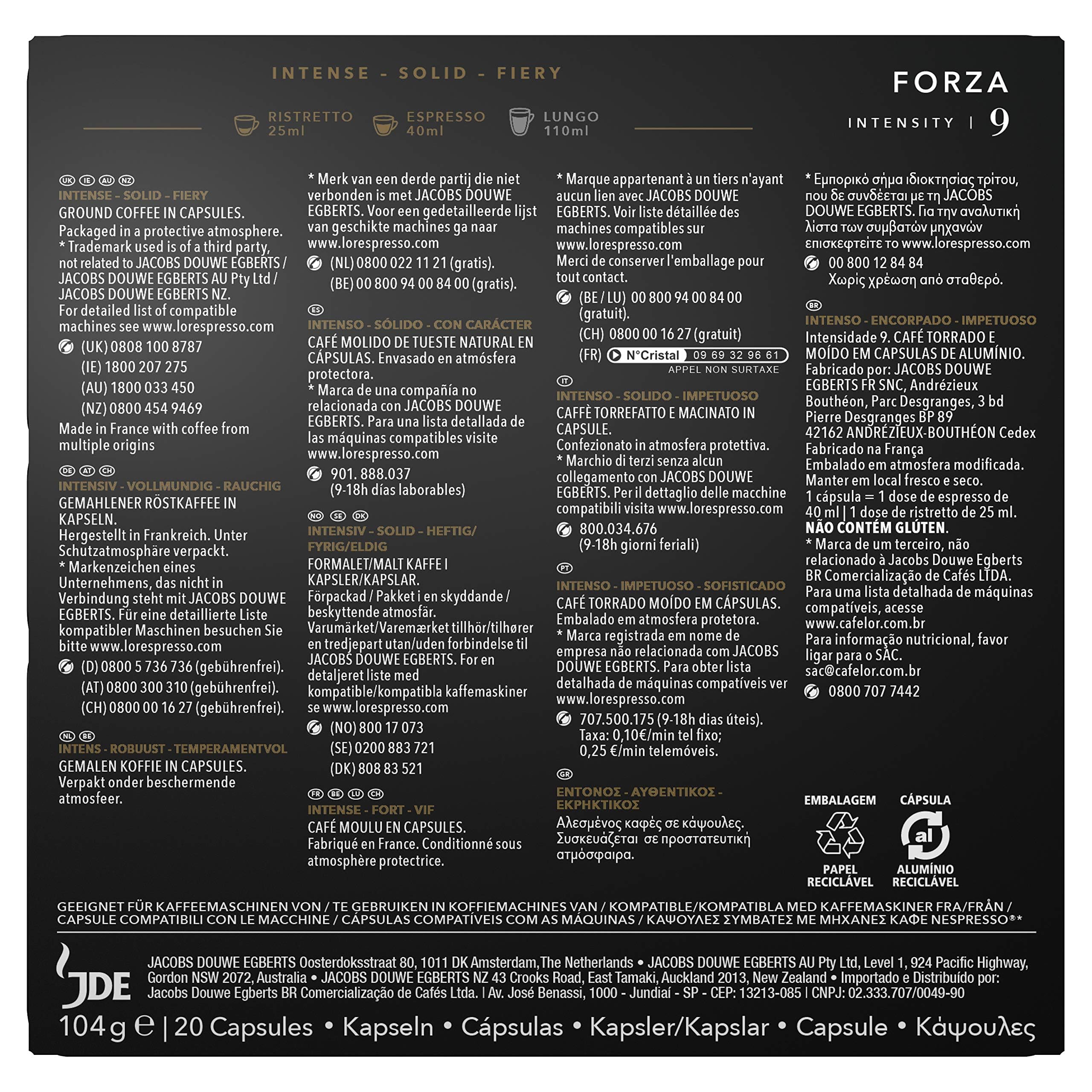 L'Or Espresso Café - 200 Capsules Forza Intensité 9