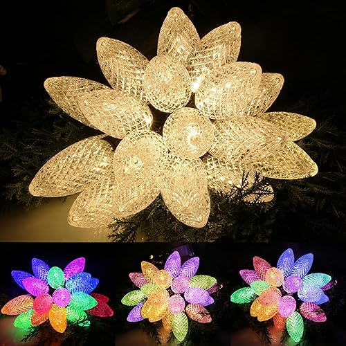 AWQ Guirnalda de 20 luces LED de 41 pies de Navidad con forma de piña, luces parpadeantes de hadas enchufables con 11 modos, temporizador y función