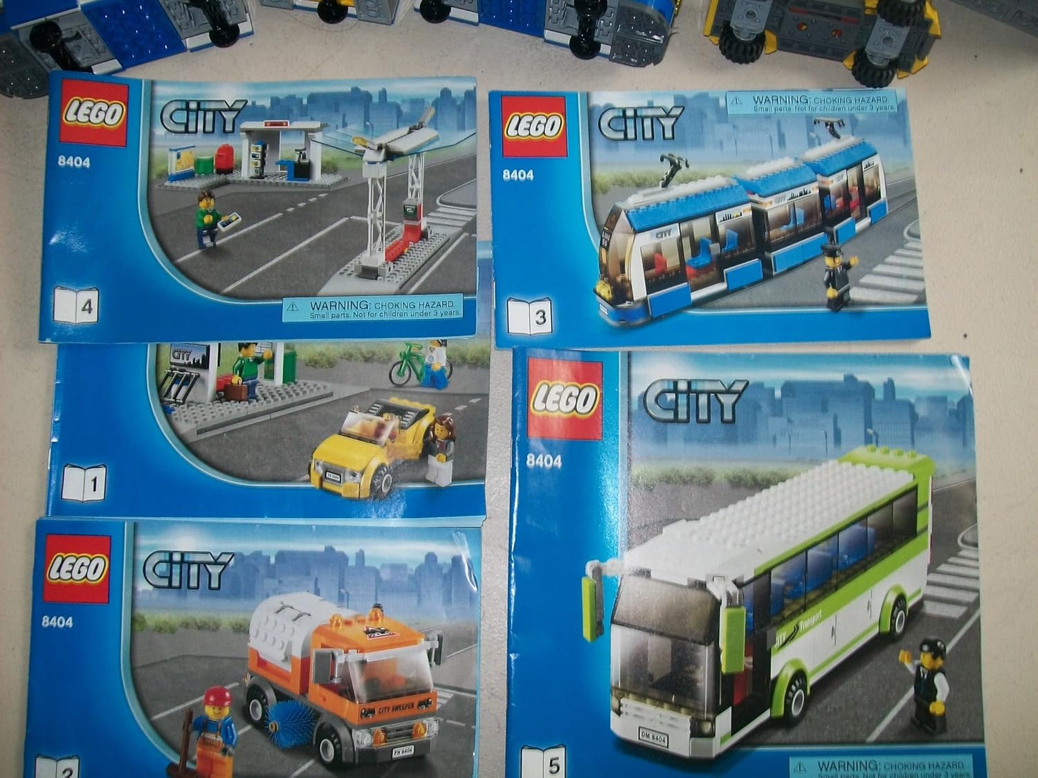 Close-up of LEGO City 8404 instruction booklets