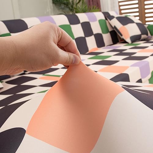 Miniatura 2 de LiveGo Funda para sofá modular en forma de L 2 piezas elástica 3 plazas protector de muebles con 4 fundas de almohada para sala de estar mascotas y