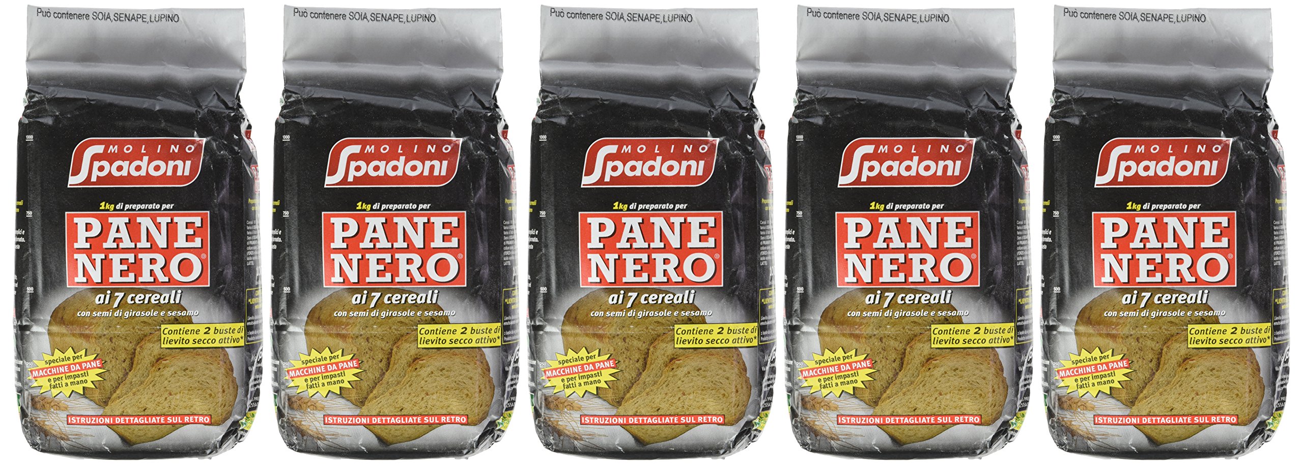 Molino Spadoni Farina, Pane Nero - 5 pezzi da 1 kg [5 kg]