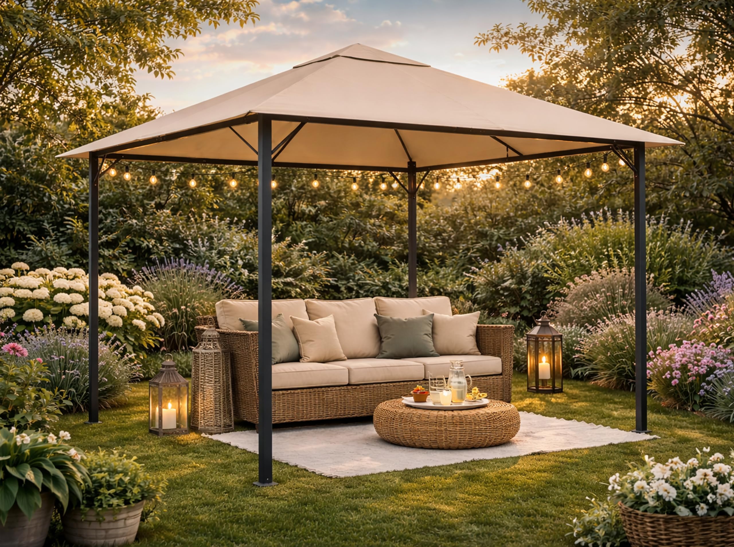 QUICK STAR Techo de Repuesto para Gazebo de jardín 3x3m Beige