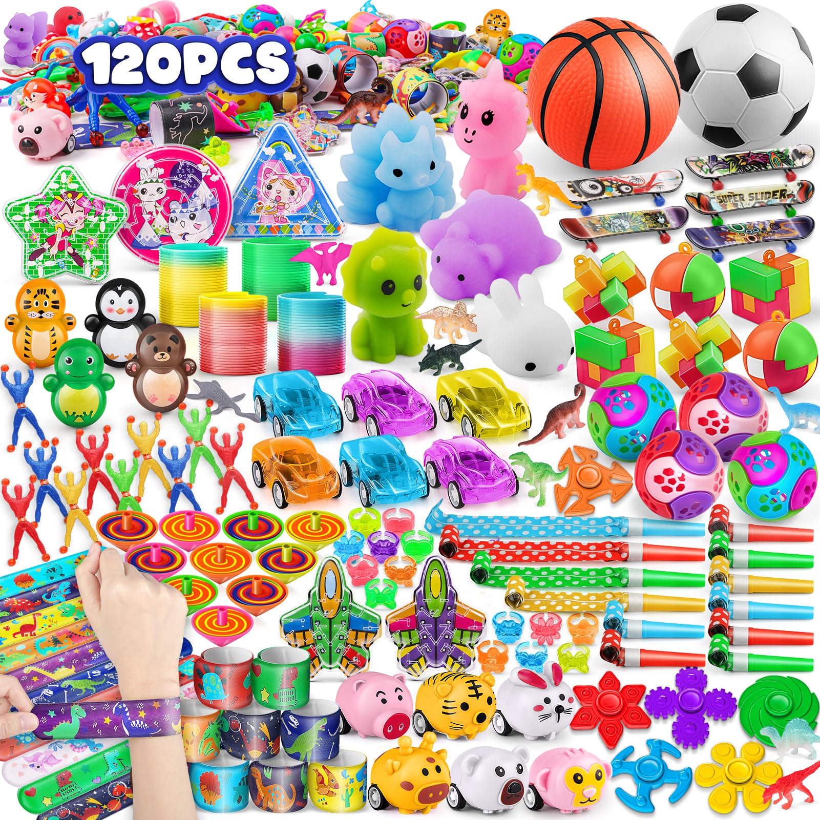 AmyBenton 120PCS Party Bag Fillers for Kids - Bulk Assorted Party Favours, Classroom Rewards & Giveaways, Pass the Parcel Prizes, Goodie Bag Pinata Fillers Toys for Kids Boys Girls