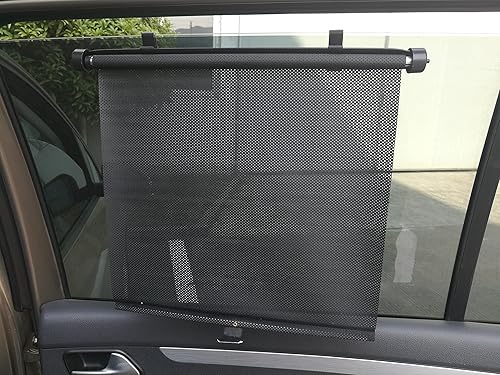 Parasoles enrollables para ventana lateral, persianas retráctiles de PVC para protección UV, juego de 2 piezas (grandes (16 x 19 pulgadas)