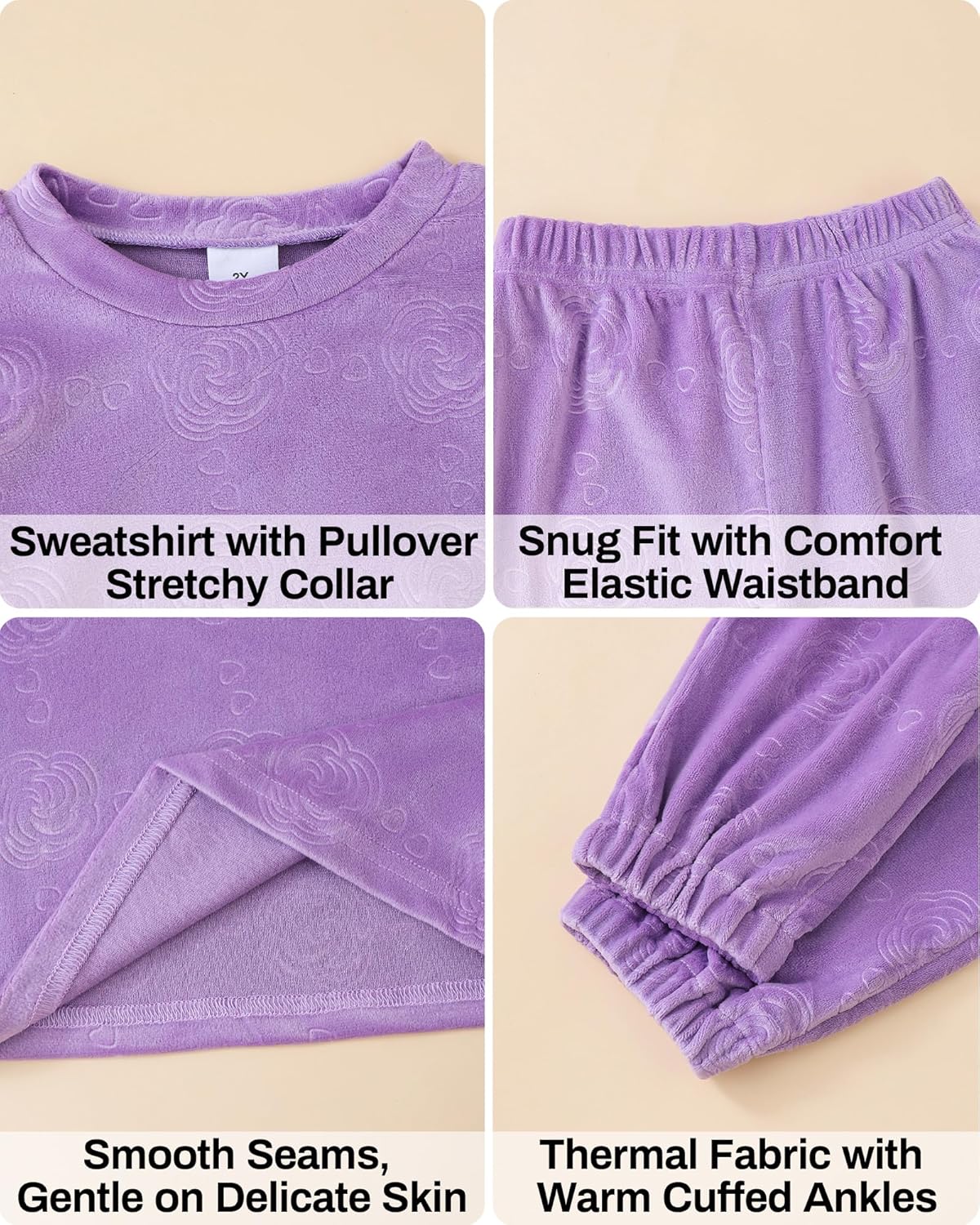 Jecson Toddler Girl Clothes Set: Soft Thick Stretchy Outfits Graphic Sweatshirts & Jogger Pants Cute Winter Home Outdoor 2-8Y - Image 5