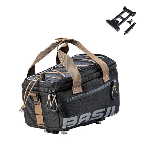 Basil Miles Gepäckträgertasche MIK - 7L - Wasserdicht, Inkl. abschließbarem MIK-System - Ideal für Pendeln und Outdoor - Schwarz/Braun - Braun