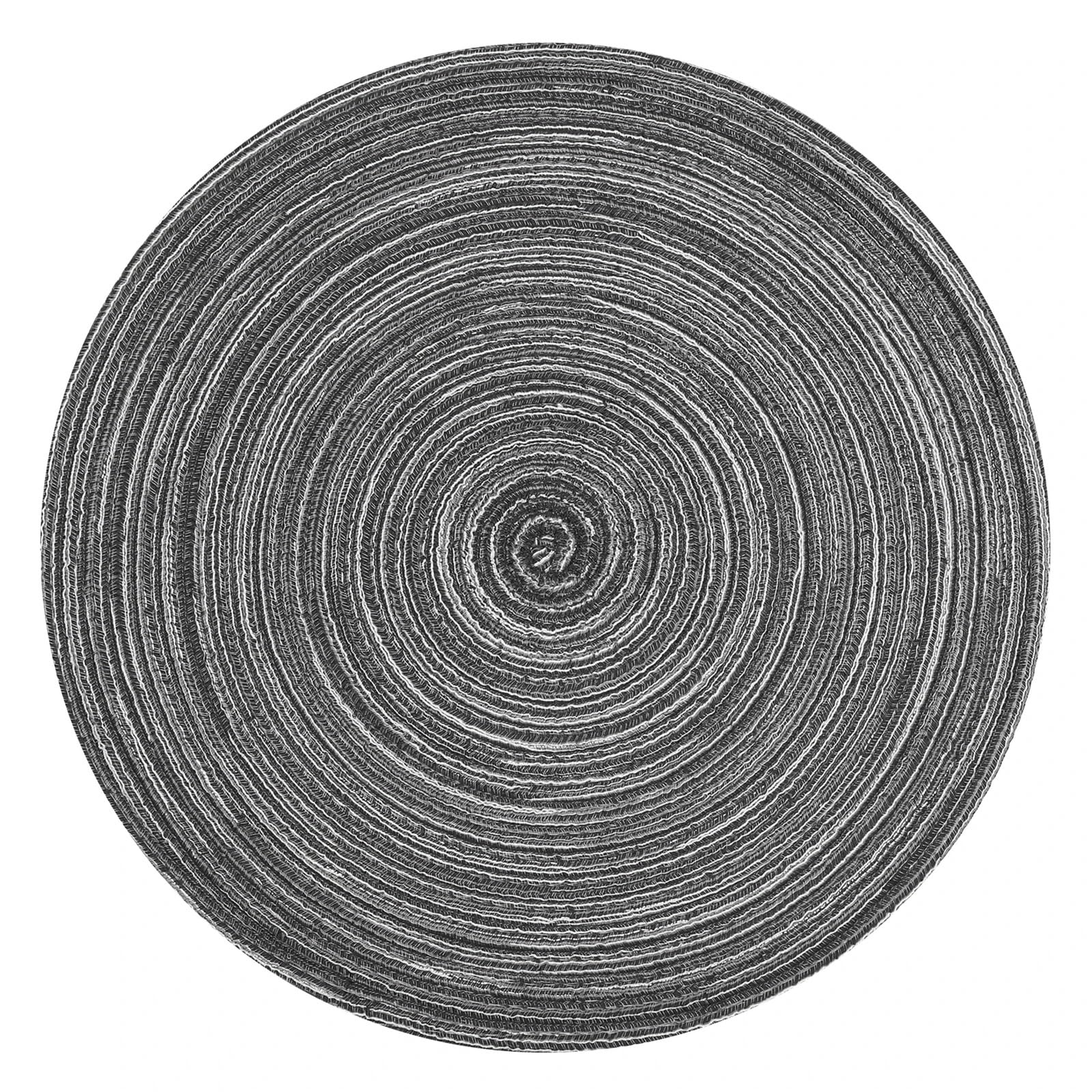 Woven Placemats Cotton Place Mat Woven Round Placemats 34/38cm Heat Resistant Table Mats Washable Plate Coasters(Grey,Set of 6 w Coaster)