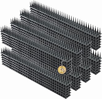 KADAX Plastic Bird Spikes, 51 x 4 x 3 cm, Wall Spikes, Fence Tops Spikes, Pigeon Repellent, Deterrent for Birds, Cats, Anti Climb Spikes, Squirrel Repellent (48, Anthracite)