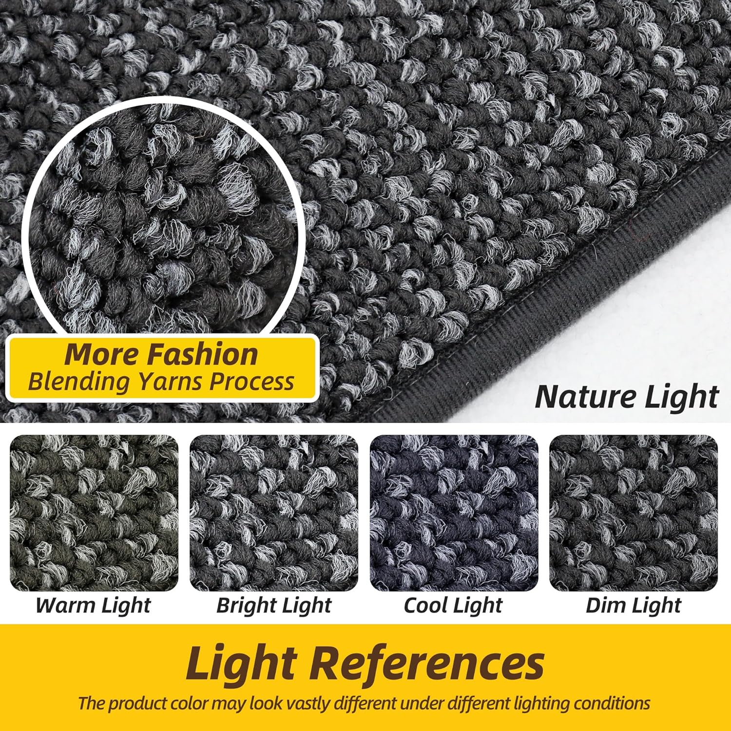 JSEI Dirt Trapper Door Mat 32"x48" Non-Slip Washable Entrance Mat, Dog Doormats, Absorbent & Fade-Resistant Floor Mats, Low Profile Welcome Mats for Entryway, Front Door, and Inside Entrance, Charcoal - Image 3