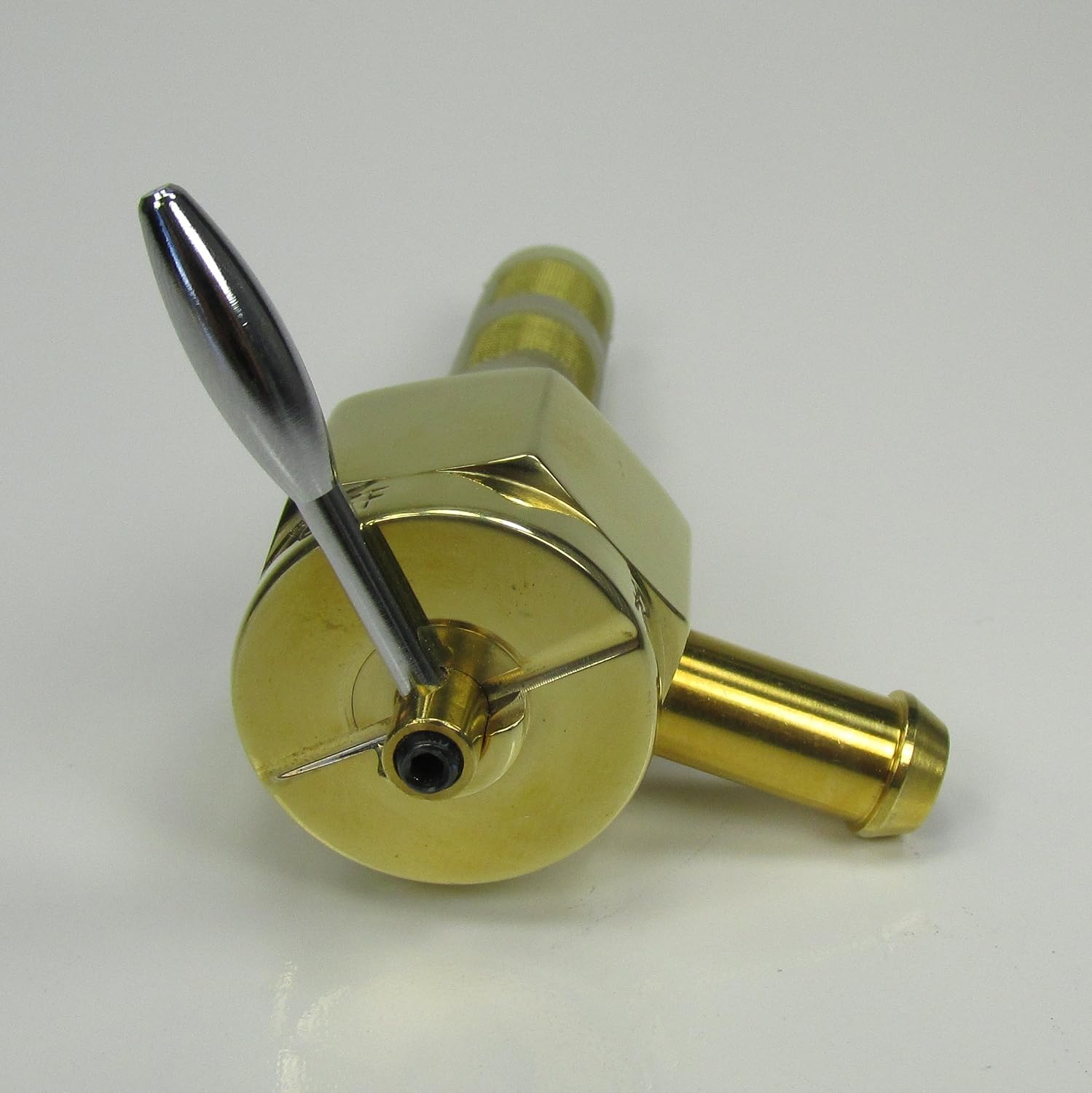 POLISHED BRASS Motorcycle 3/8" NPT HI-FLOW Petcock RIGHT 90 Degree Fuel Outlet Valve - For 3/8" ID Fuel Hose - Replaces Pt # 62125-55B on PRE-1975 Harley FL FX XL Models
