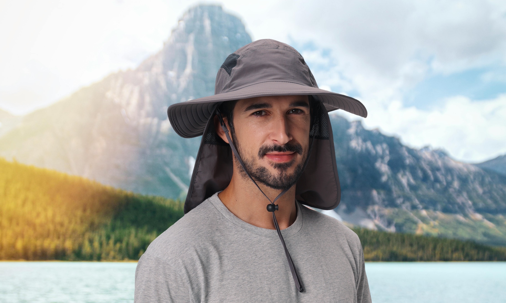 Gorro de pesca con ala ancha y protección solar UPF 50+ miniatura 7