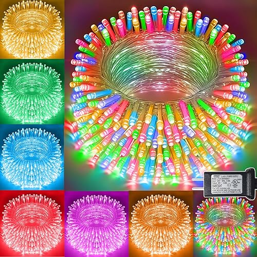 Miniatura 16 de Guirnalda de luces impermeables para exteriores, tira de luces enchufables con 8 modos de temporizador, 410 pies, 1200 luces LED parpadeantes para