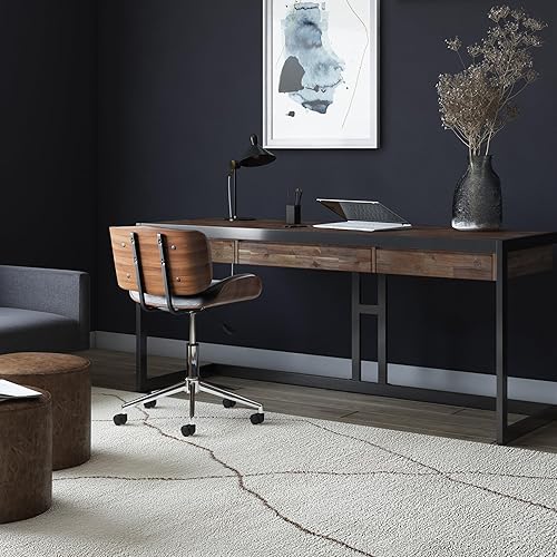 Miniatura 27 de SIMPLIHOME Erina Desk - Escritorio de madera maciza de acacia y metal de 60 pulgadas de ancho en color marrón carbón envejecido, mesa industrial