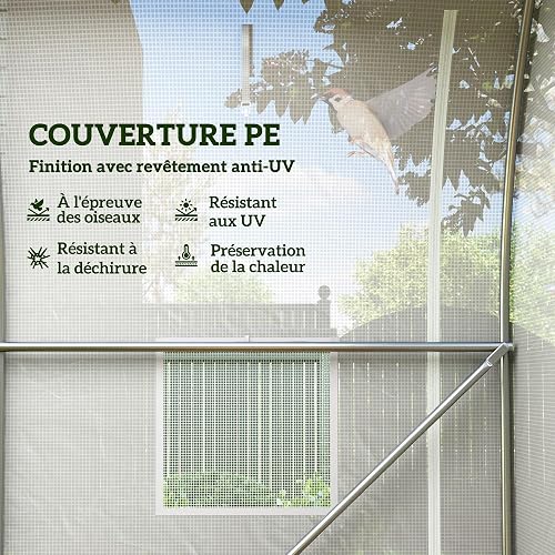 Outsunny Serre de Jardin 6 m² 3 x 2 m 1 Porte 2 Parois Latérales Blanc - 3