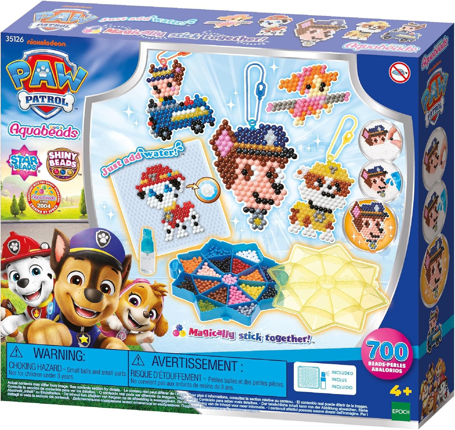 Aquabeads 35126 Paw Patrol Mega Craft Set, Water Beads Creative Set with Paw Patrol Characters, Rubble, Chase, Sky, for Children from 4 Years, Child-Safe, No Ironing or Gluing Required