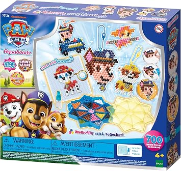 Aquabeads 35126 Paw Patrol Mega Craft Set, Water Beads Creative Set with Paw Patrol Characters, Rubble, Chase, Sky, for Children from 4 Years, Child-Safe, No Ironing or Gluing Required