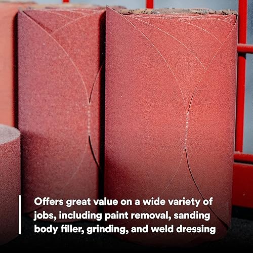 Miniatura 4 de 3M Stikit - Disco abrasivo PSA rojo, 01116, 6 pulgadas, P80, rollo de 100 discos para lijado automotriz, lijado de imprimación, desbaste de bordes