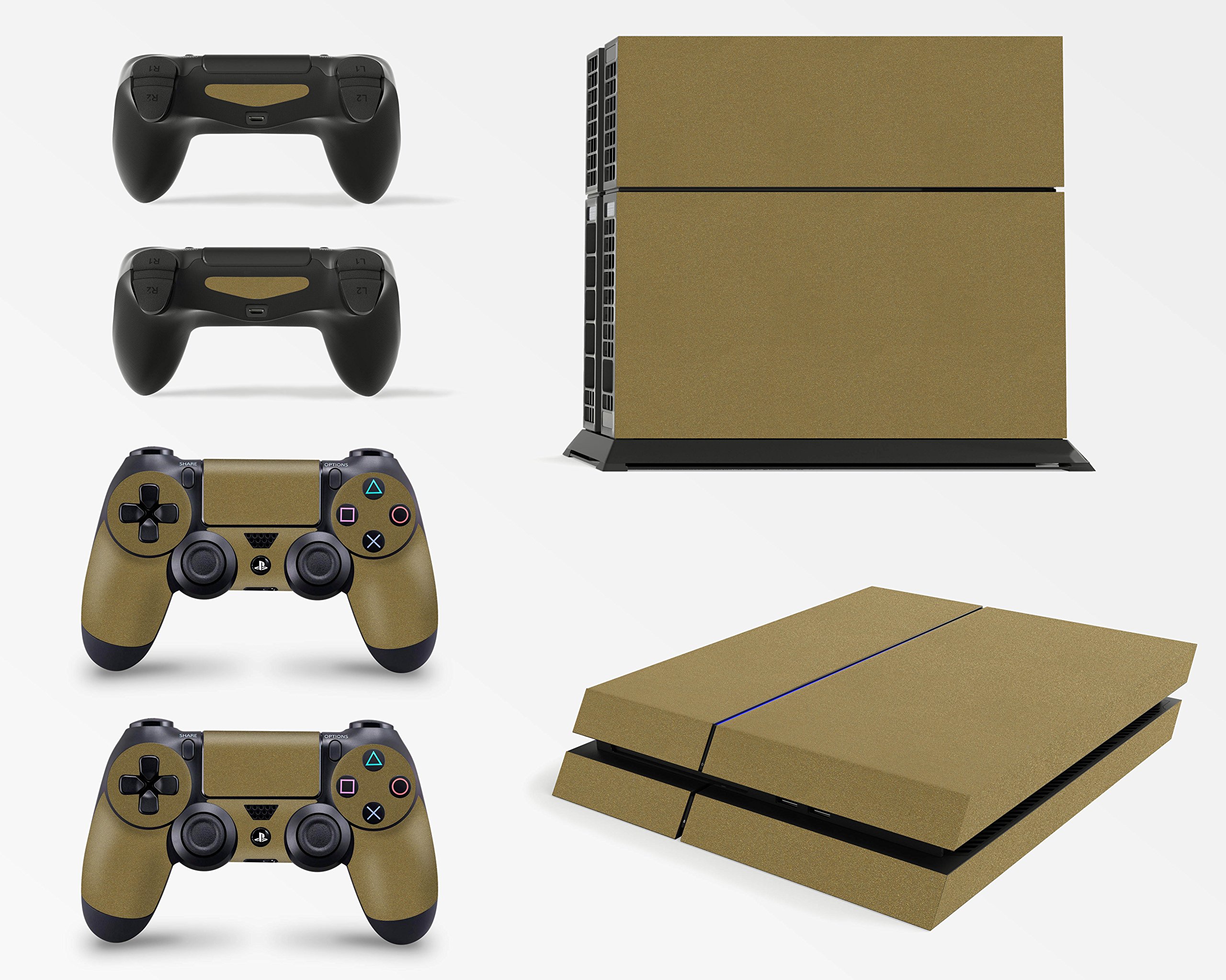 giZmoZ n gadgetZ PS4 Console Metallic Gold Colour Skin Decal Vinal Sticker + 2 Controller Skins Set