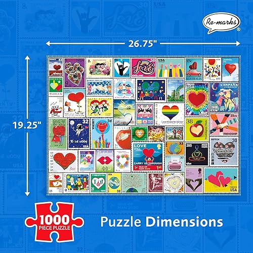 Vista 9 de Re-marks Famous Authors - Rompecabezas de collage de sellos postales, rompecabezas de 1000 piezas para todas las edades