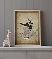 Vista 9 de Mapa de Adana, Turquía, Vintage Western (16x20)