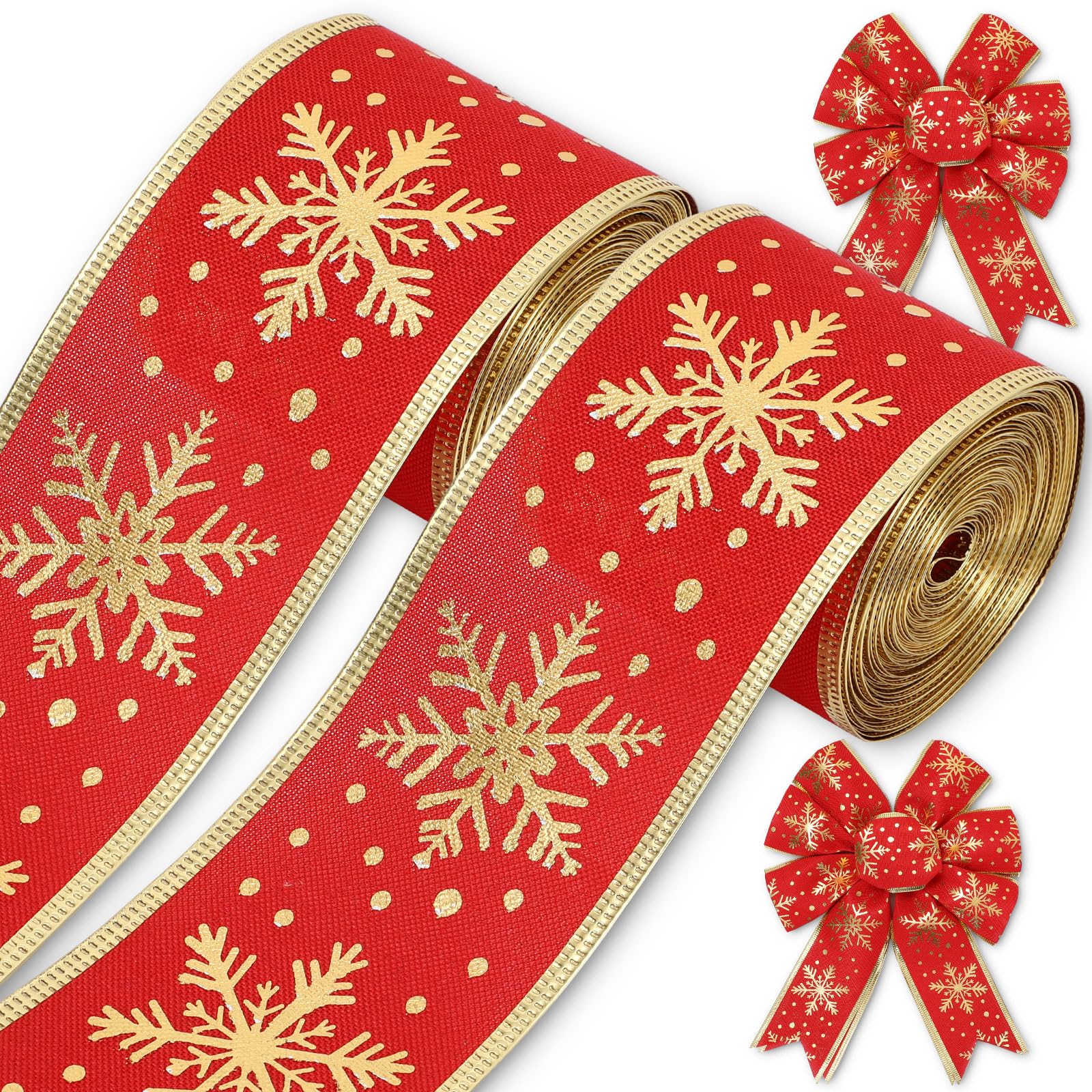 Ruban de Noël à bords métalliques Whaline pour nœuds parfaits