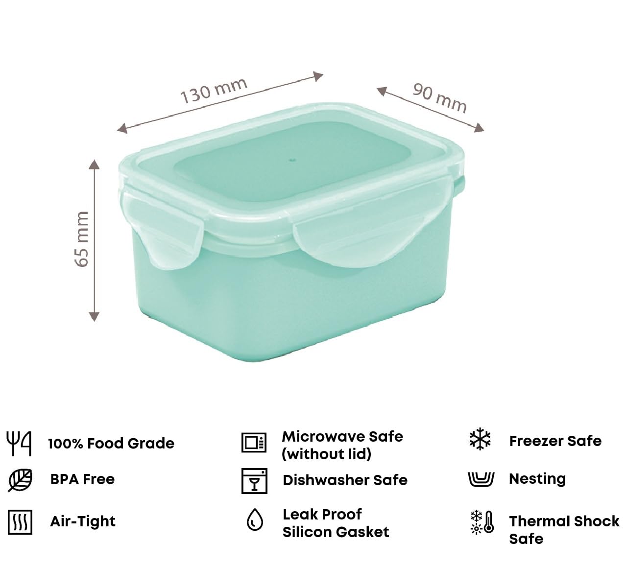 All Time Rectangular Airtight Food Storage Containers Set of 2 | 500ml Each | Leakproof BPA Free Plastic Kitchen Storage Boxes | Microwave Freezer Safe Locking Lid | Color May Vary 1