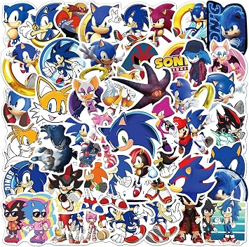 Sonic Stickers Lovely Stickers Laptop Water Bottle Luggage Snowboard Bicycle Skateboard Decal for Teens Waterproof Stickers 50pcs